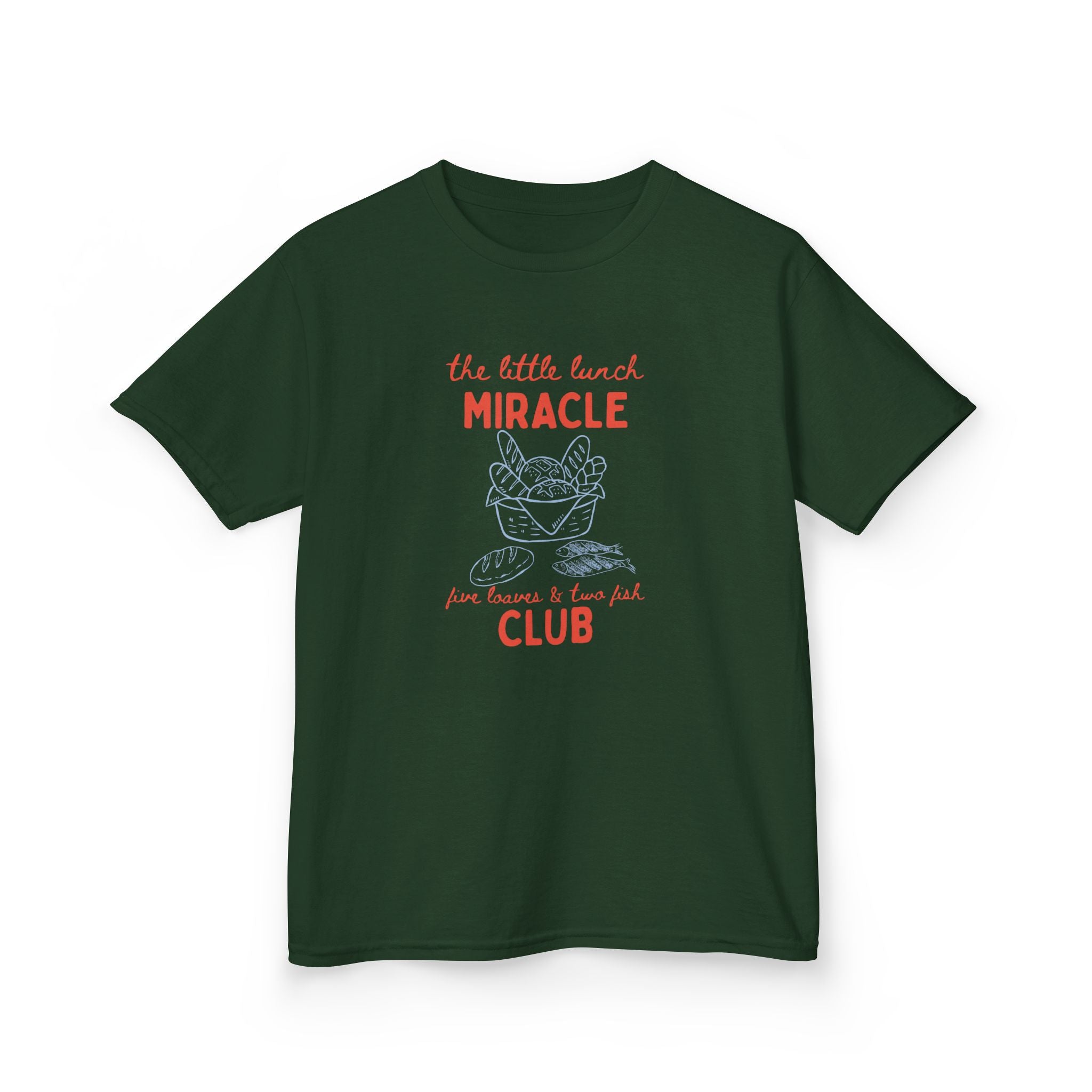 Retro "The Little Lunch Miracle" Kids Christian T-Shirt | 5 Loaves and 2 Fish Bible Story Tee
