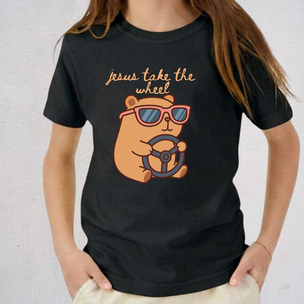 Youth Tee — 'Jesus Take the Wheel' Capybara