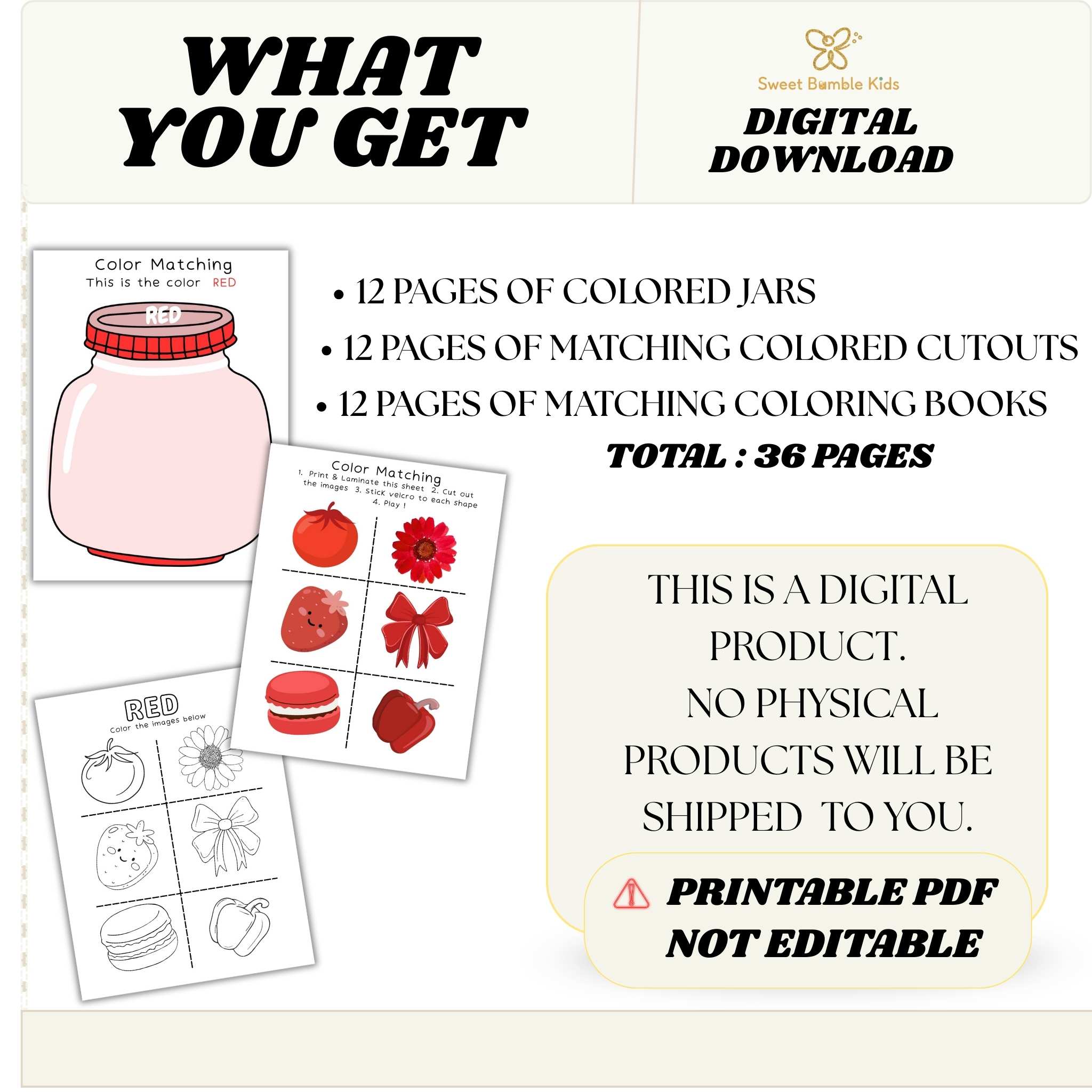 Toddler Color Matching Game, Toddler Color Printable