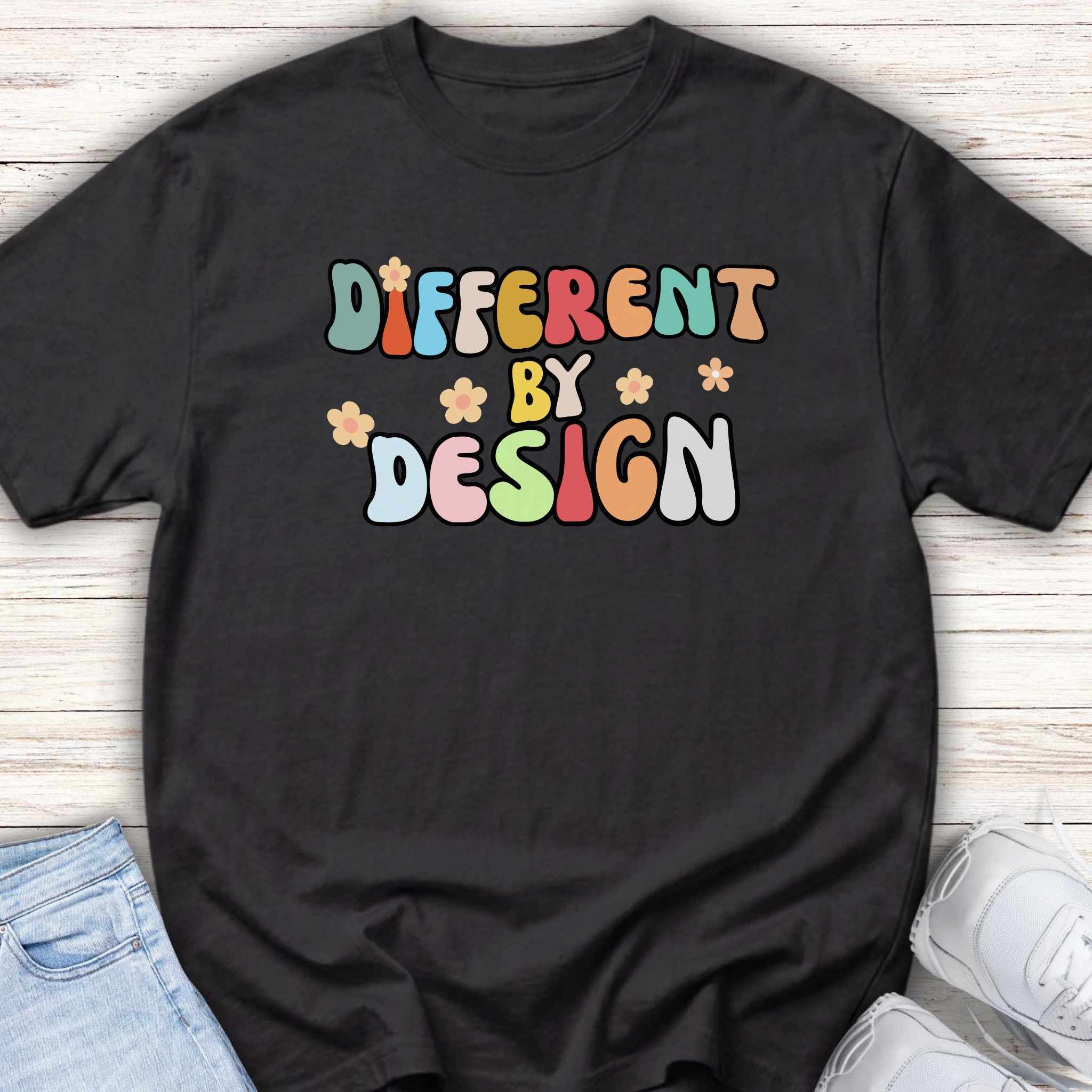 Youth T-Shirt — "Different by Design" Colorful Retro Kids Tee