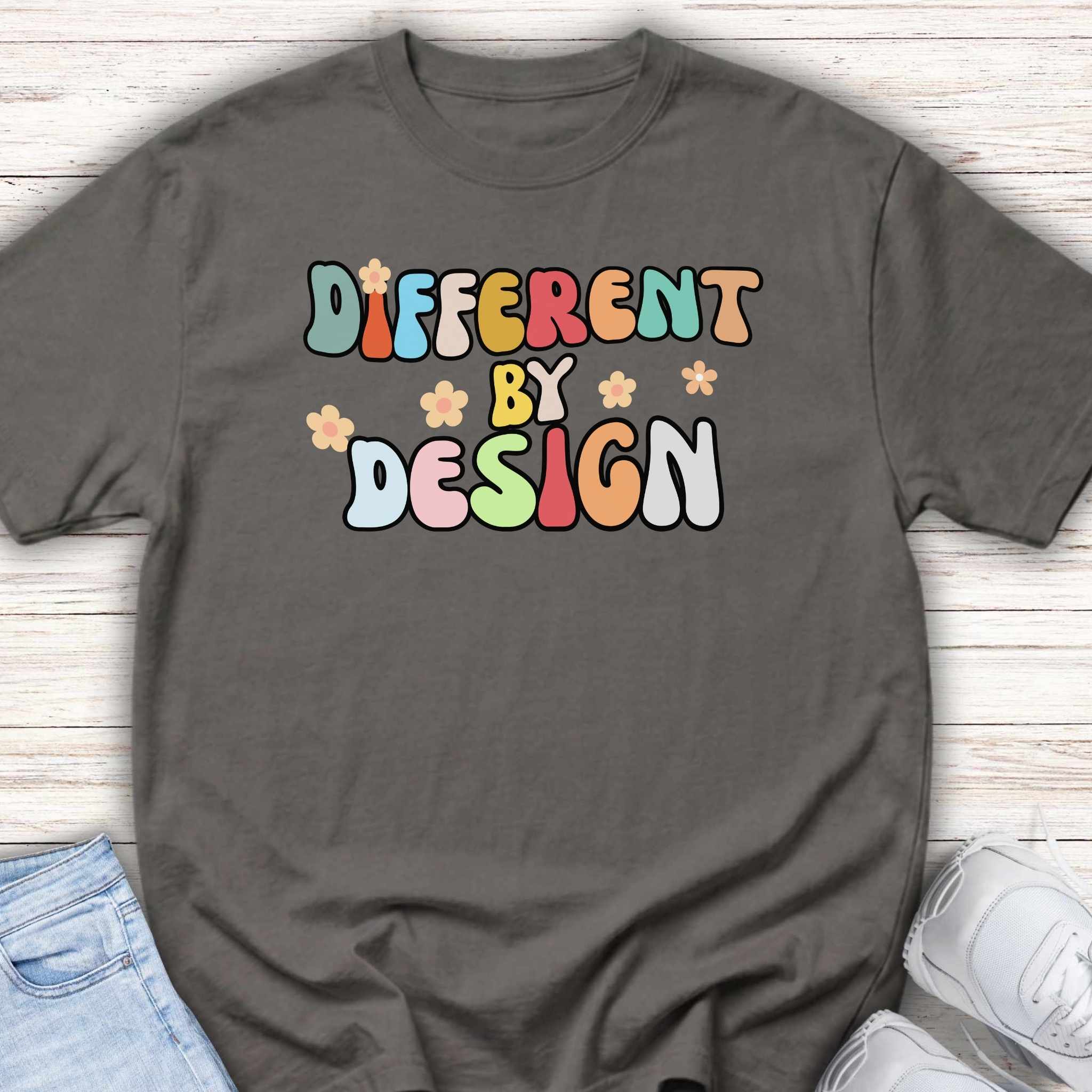 Youth T-Shirt — "Different by Design" Colorful Retro Kids Tee
