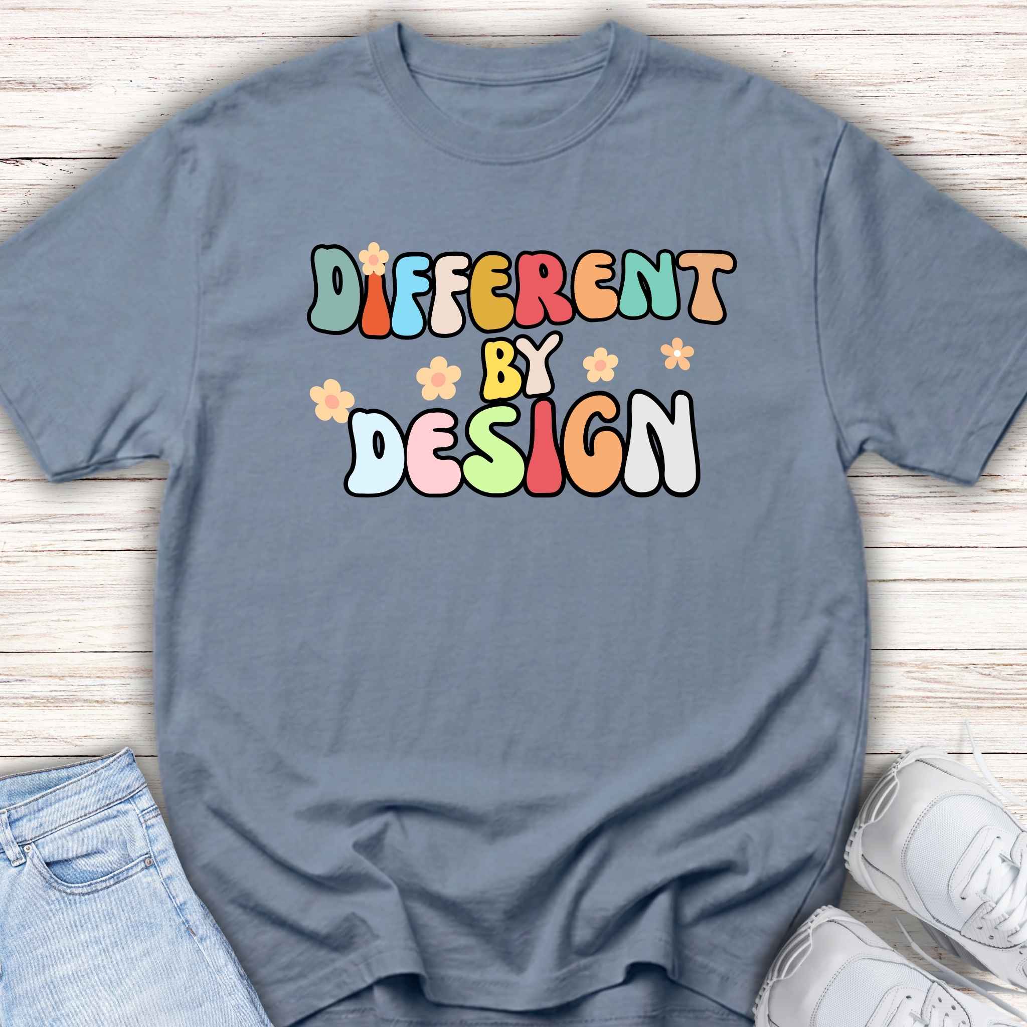 Youth T-Shirt — "Different by Design" Colorful Retro Kids Tee