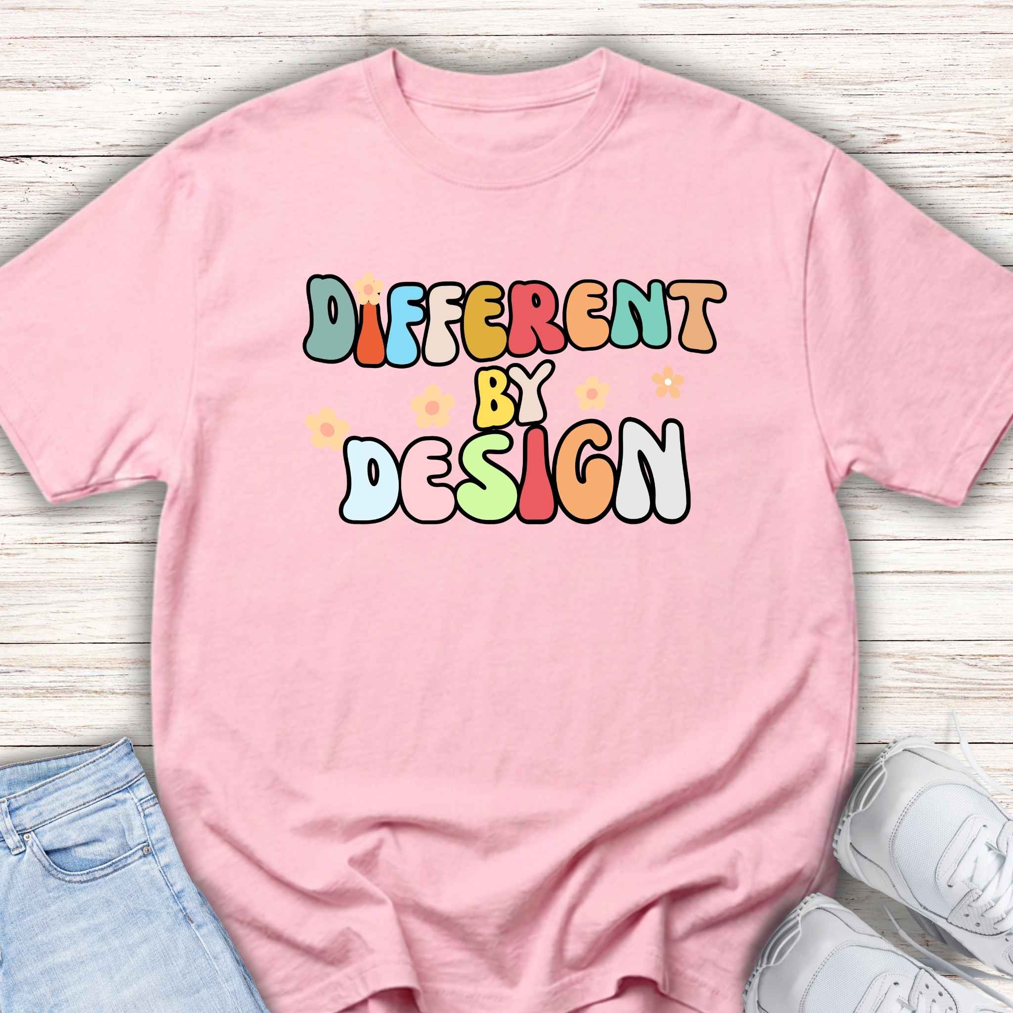 Youth T-Shirt — "Different by Design" Colorful Retro Kids Tee