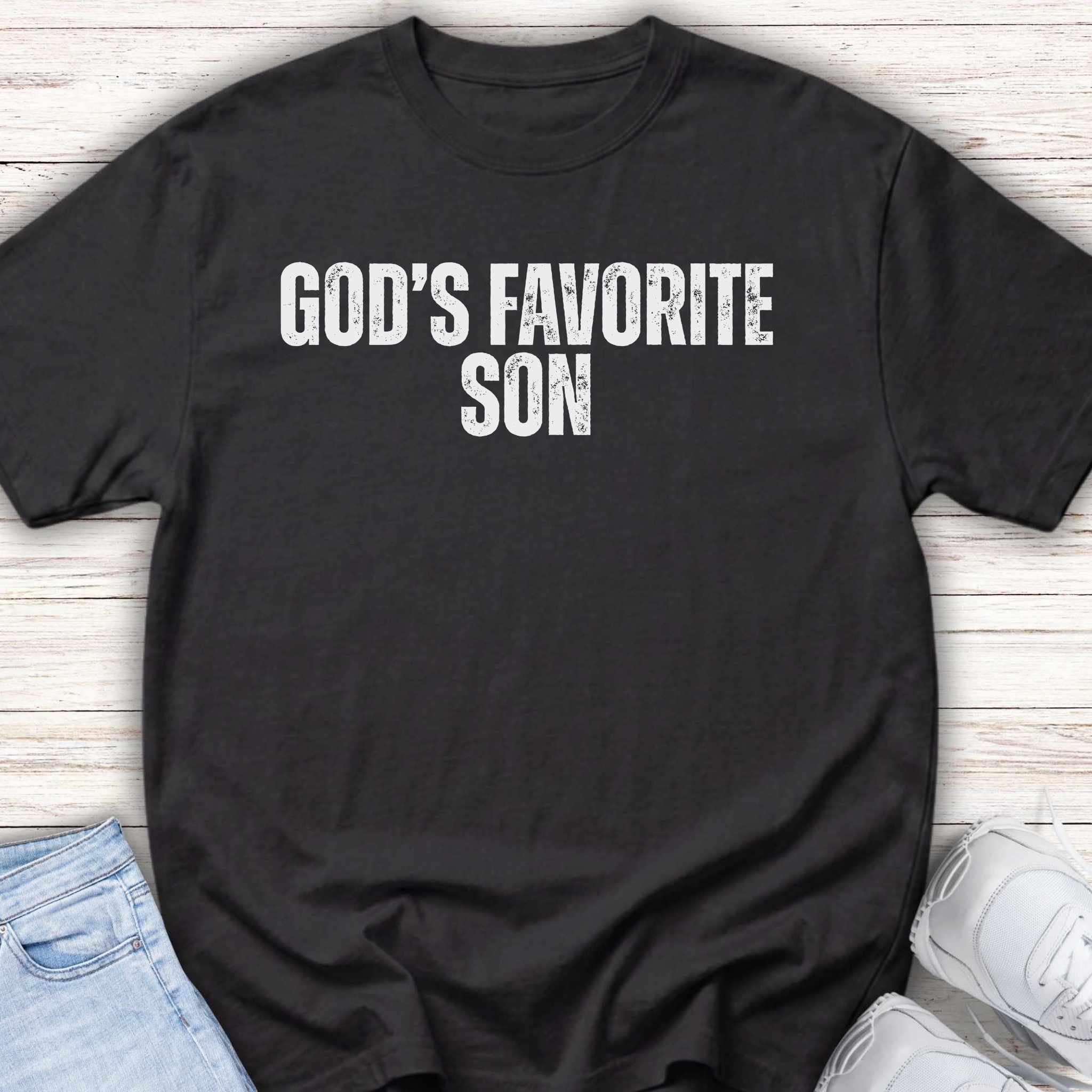 Youth Tee — "God's Favorite Son" Christian Kids Shirt