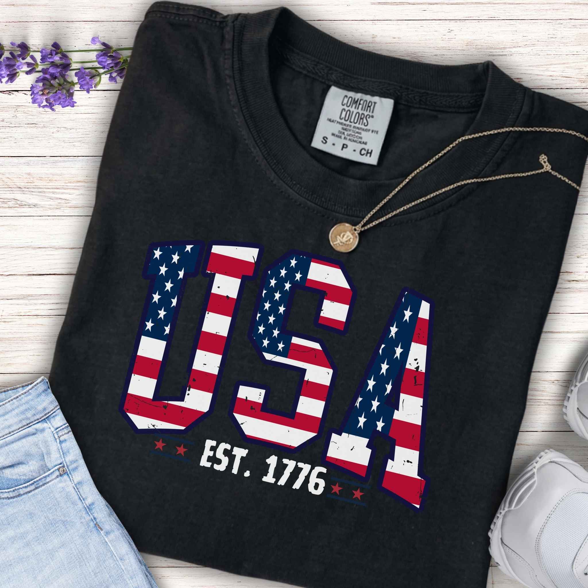 Youth USA Flag Tee — "USA EST. 1776" Patriotic Kids T-Shirt