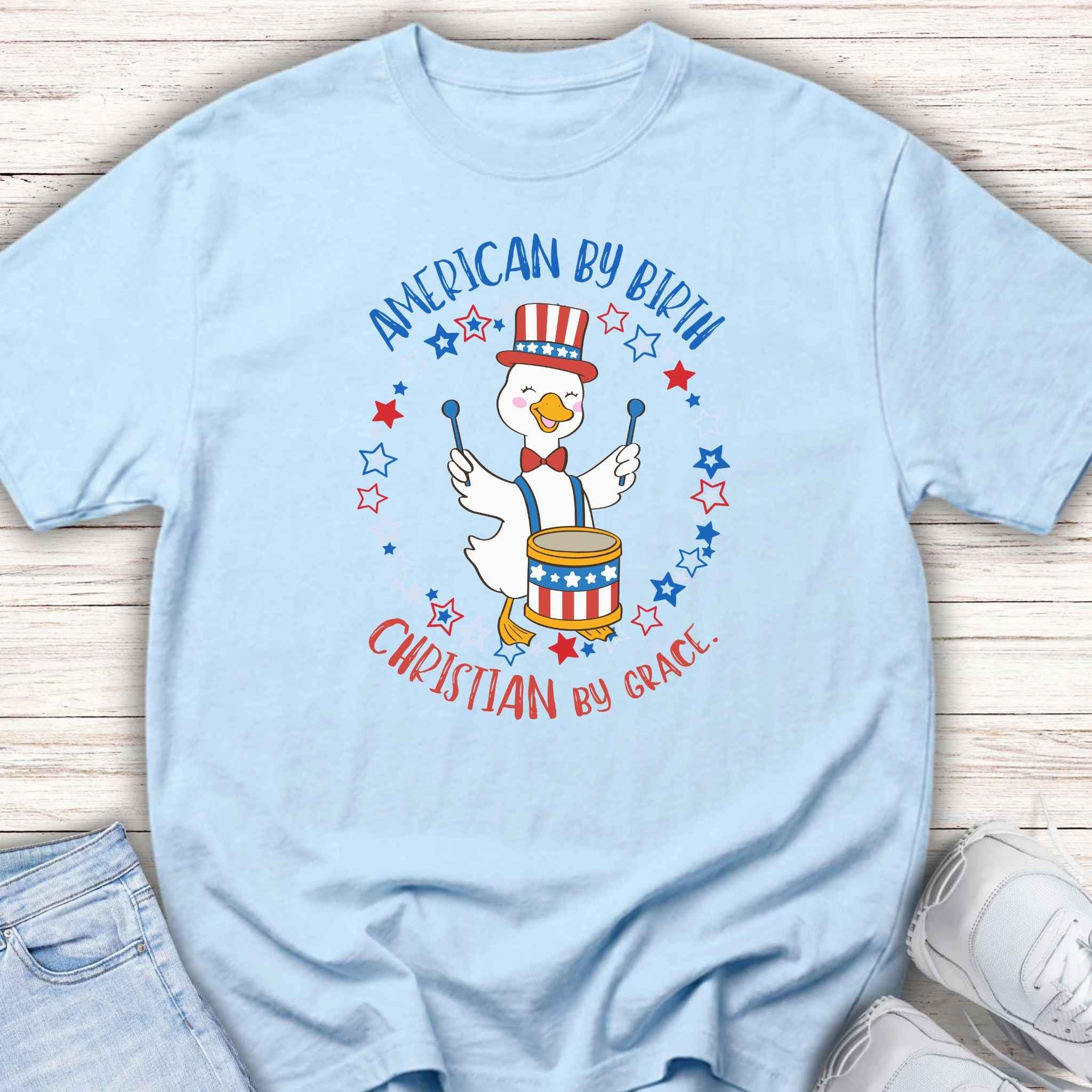 American by Birth Christian by Grace Drum Kids Tee
