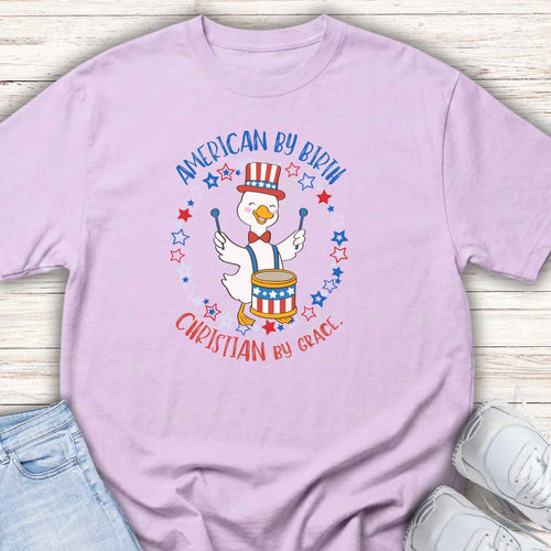 American by Birth Christian by Grace Drum Kids Tee
