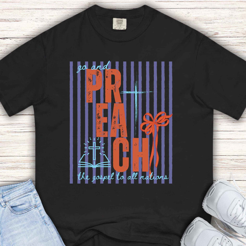 Go and preach the Gospel purple striped tee