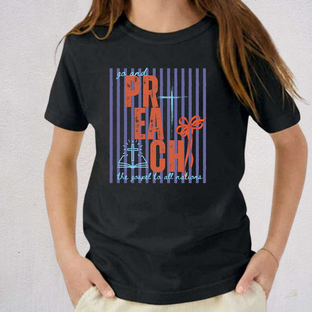 Go and preach the Gospel purple striped tee