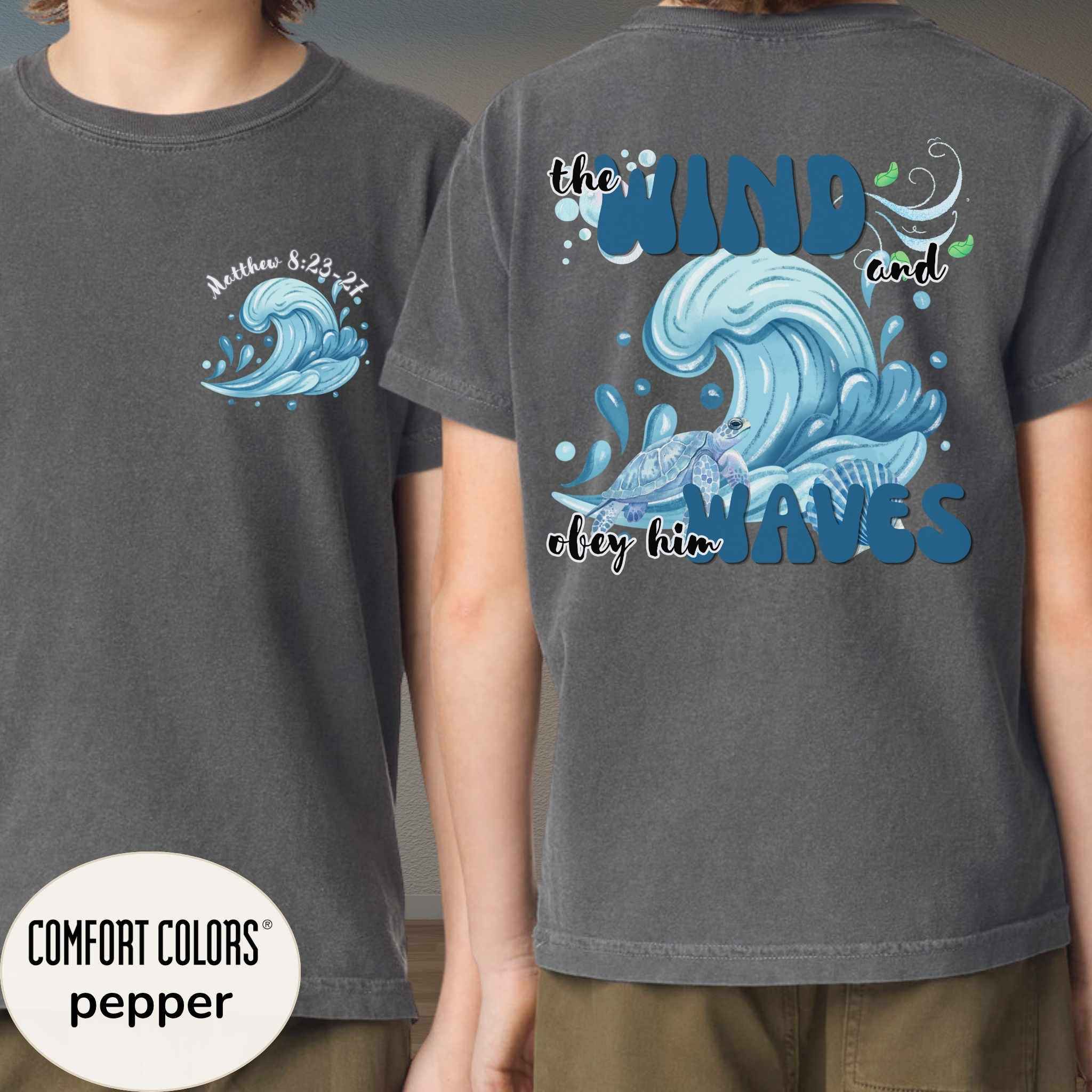 Youth Tee — "The Wind and Waves" Surf Wave Graphic Shirt (Kids Coastal Summer Tee)
