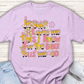 Youth Tee — Retro Floral 'Jesus Loves Me' Christian Kids Shirt