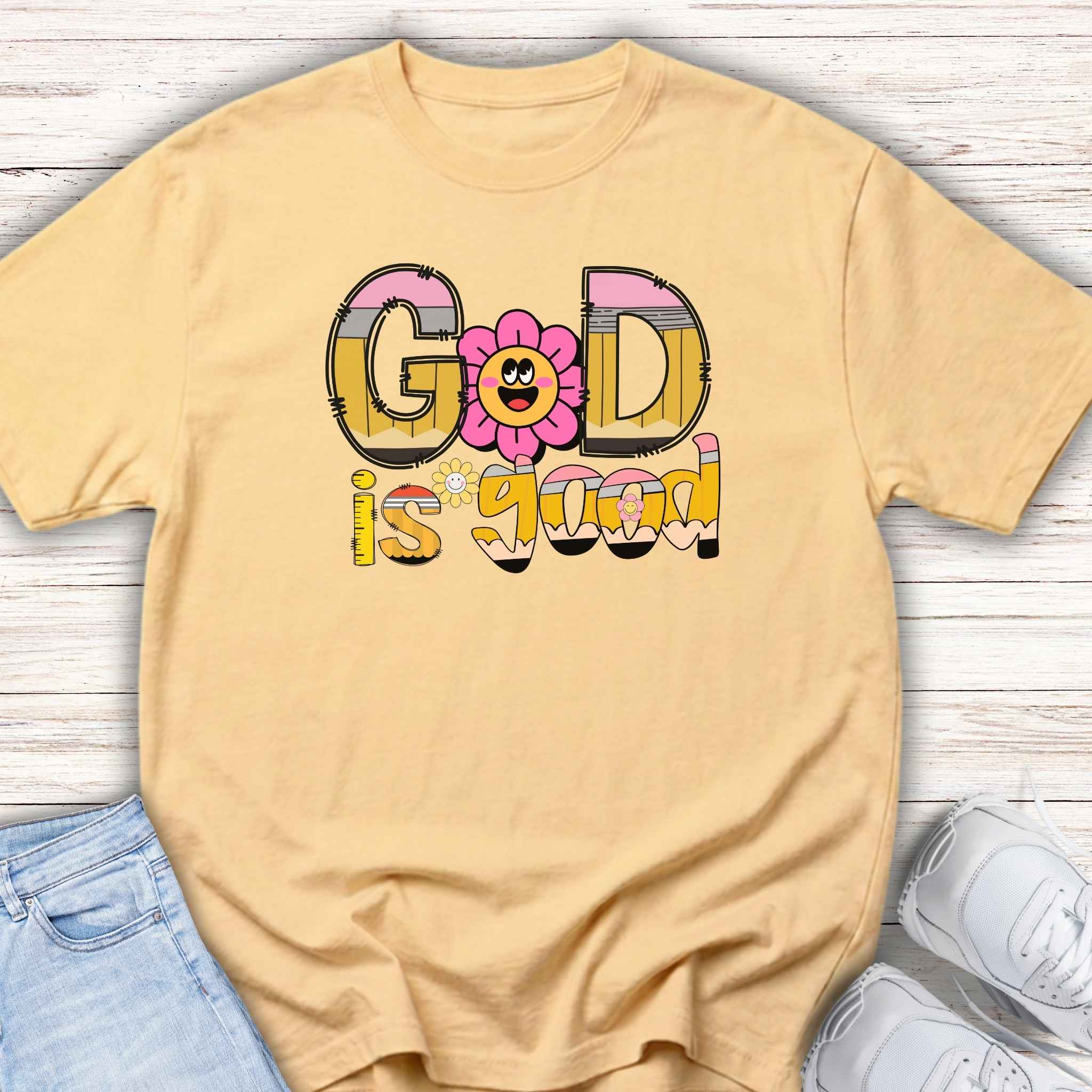 Youth Tee — "God Is Good" Retro alphabet Graphic