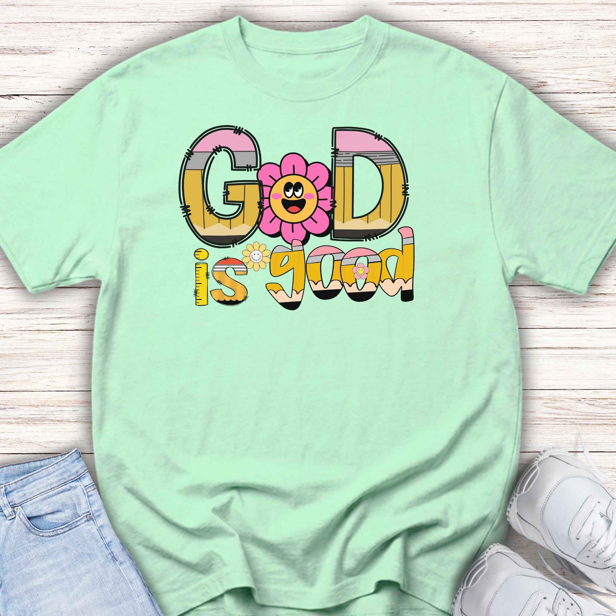 Youth Tee — "God Is Good" Retro alphabet Graphic