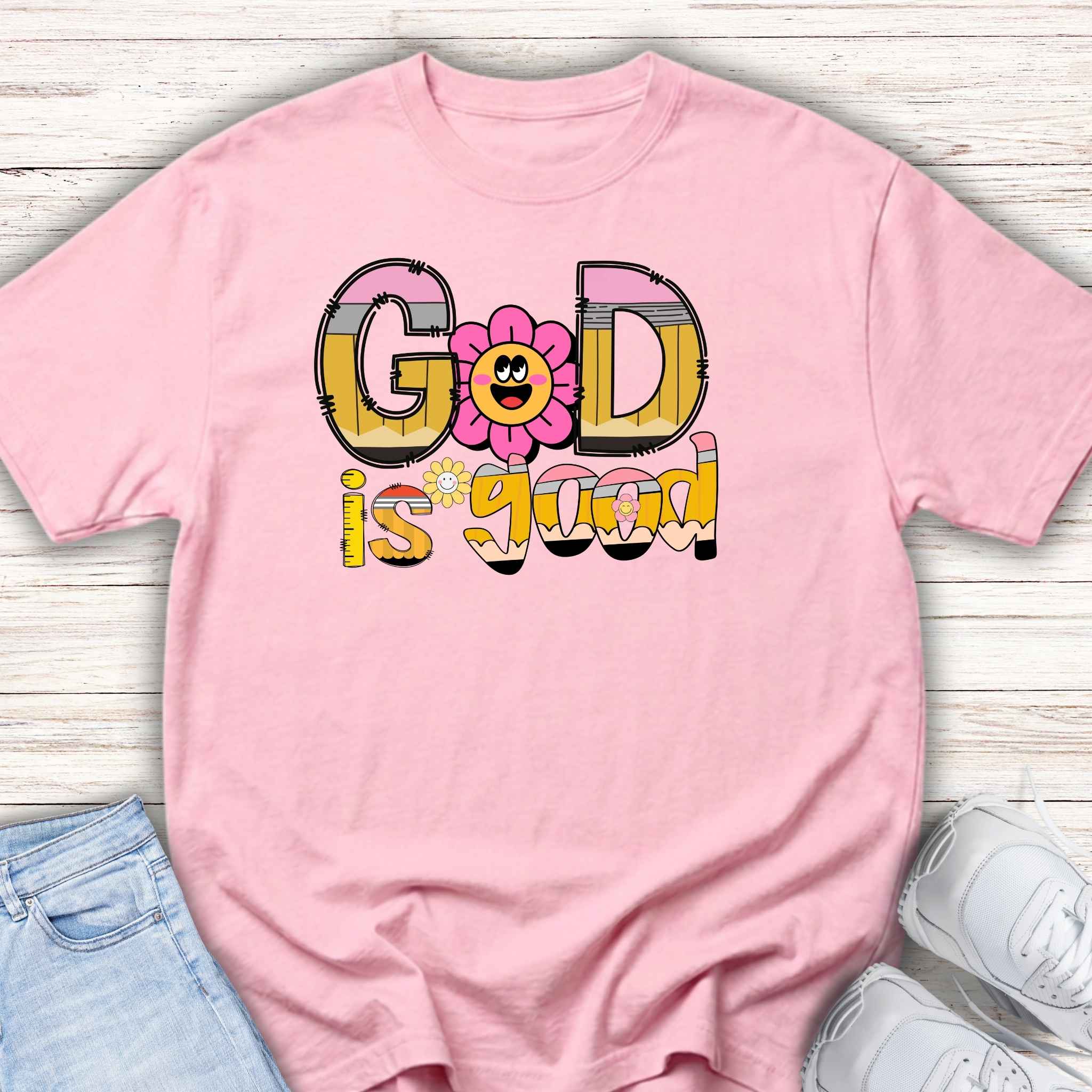 Youth Tee — "God Is Good" Retro alphabet Graphic