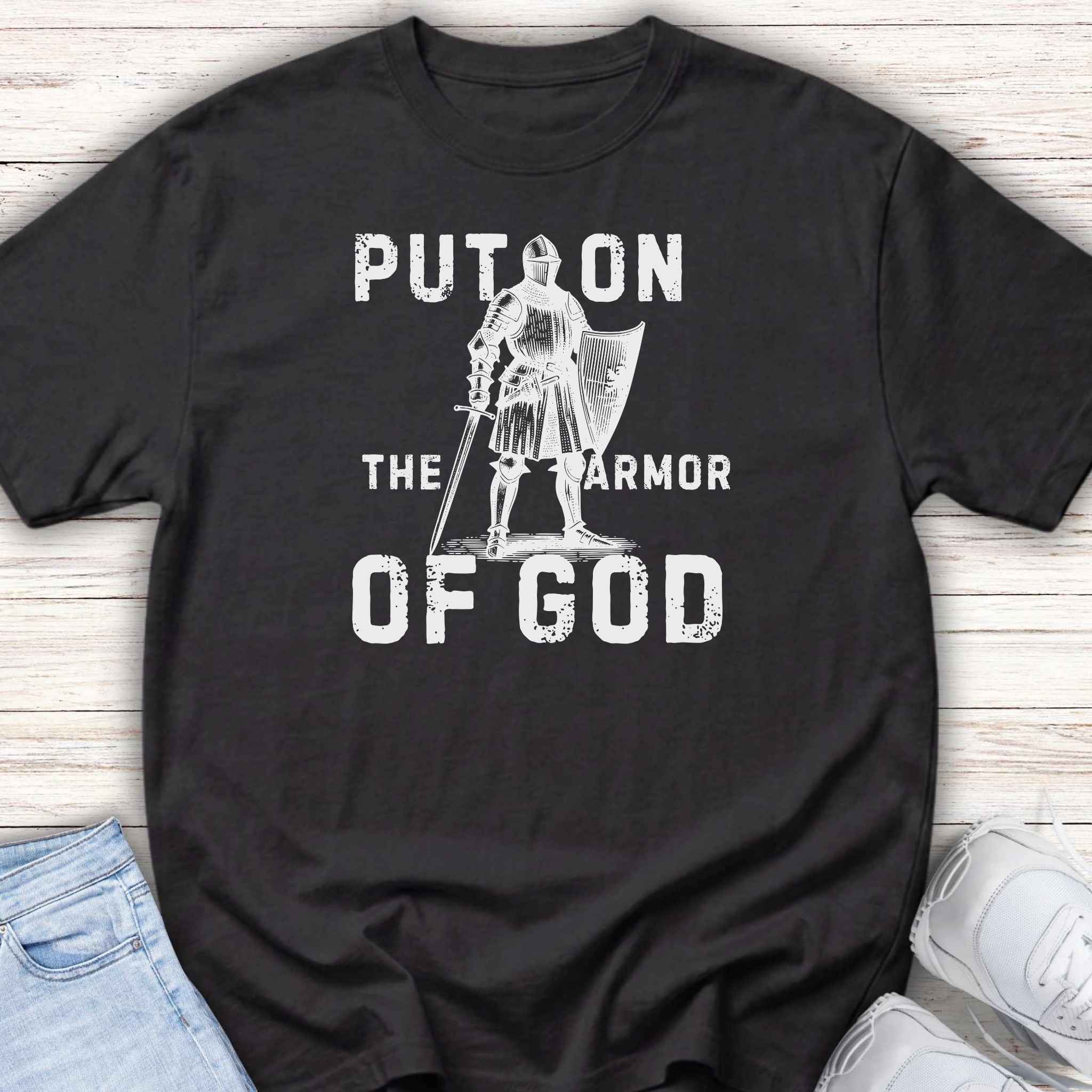 Youth Tee — "Put On the Armor of God" Christian Graphic T-Shirt