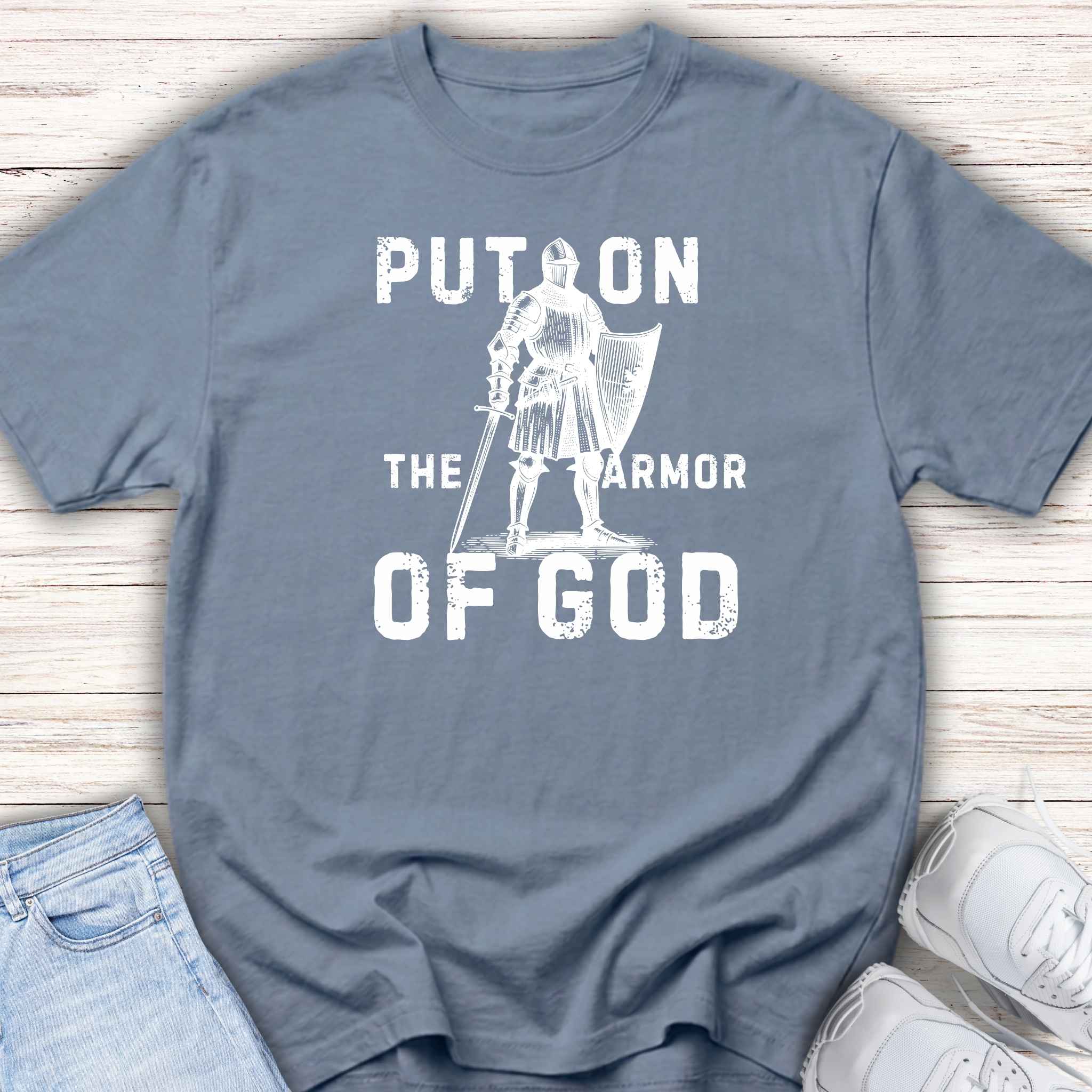 Youth Tee — "Put On the Armor of God" Christian Graphic T-Shirt