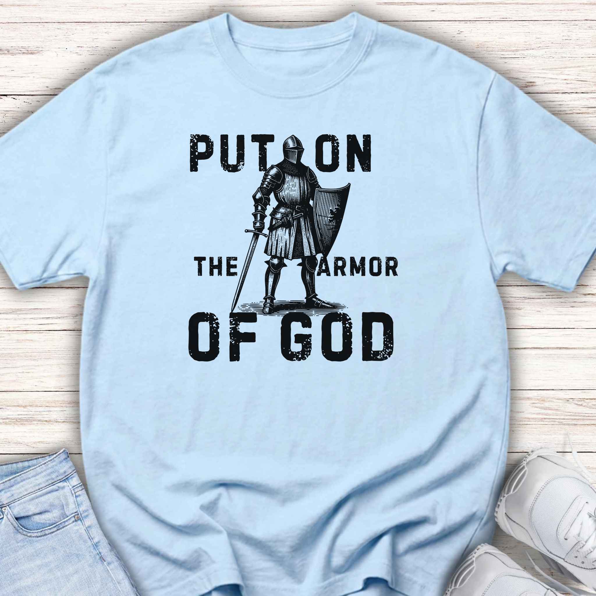 Youth Tee — "Put On the Armor of God" Christian Graphic T-Shirt