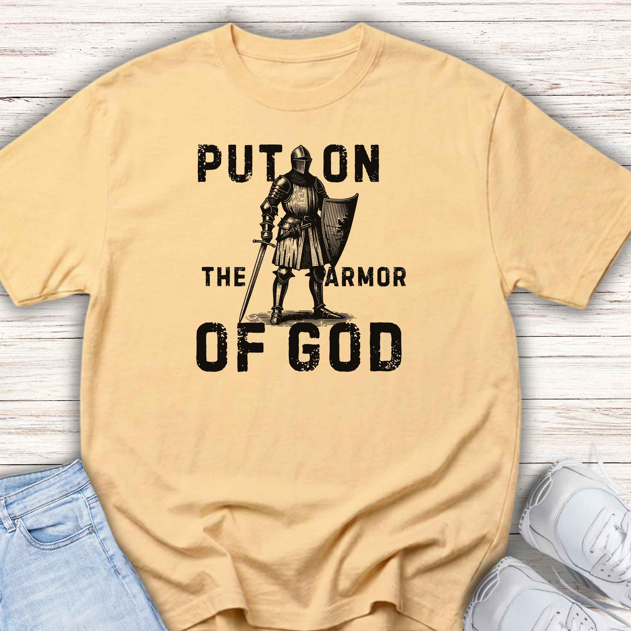 Youth Tee — "Put On the Armor of God" Christian Graphic T-Shirt
