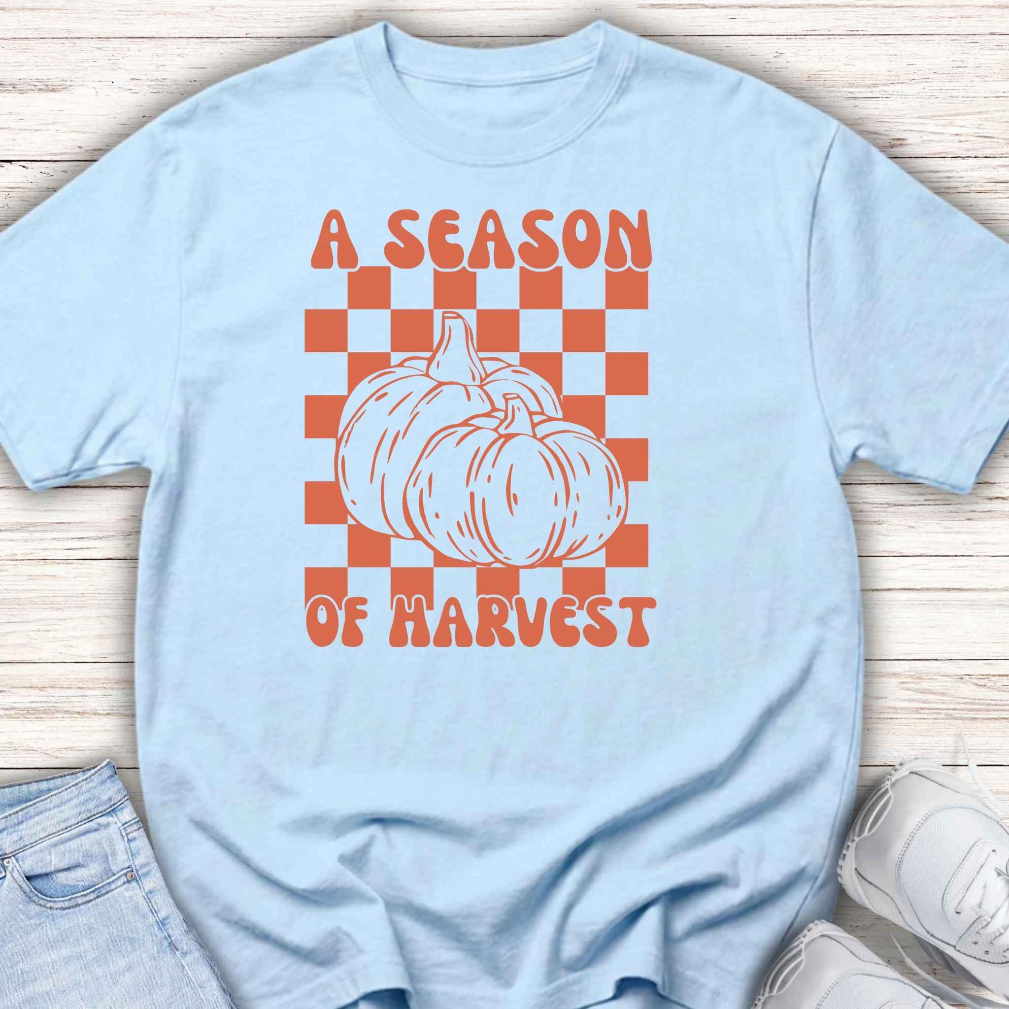 Youth Tee — "A Season of Harvest" Pumpkin Fall Graphic Shirt