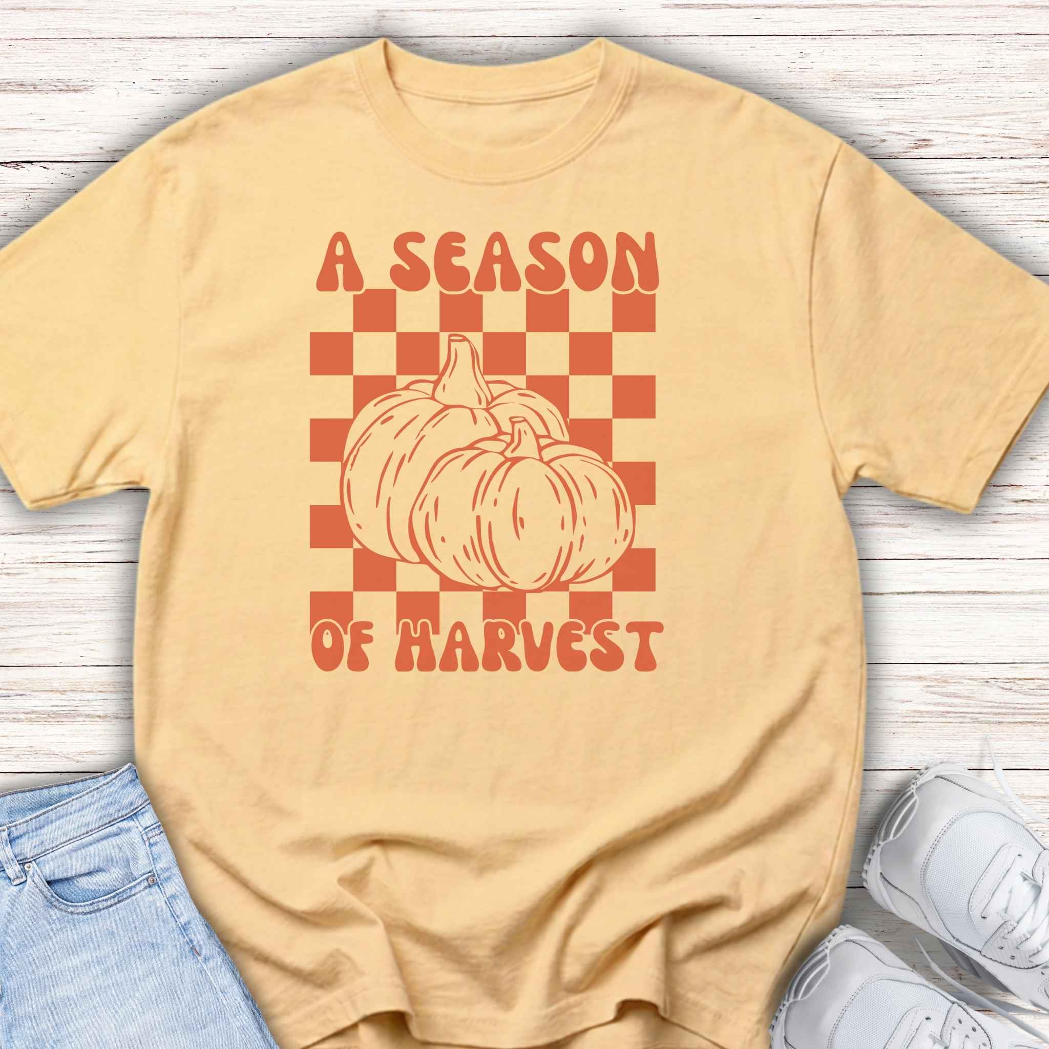 Youth Tee — "A Season of Harvest" Pumpkin Fall Graphic Shirt