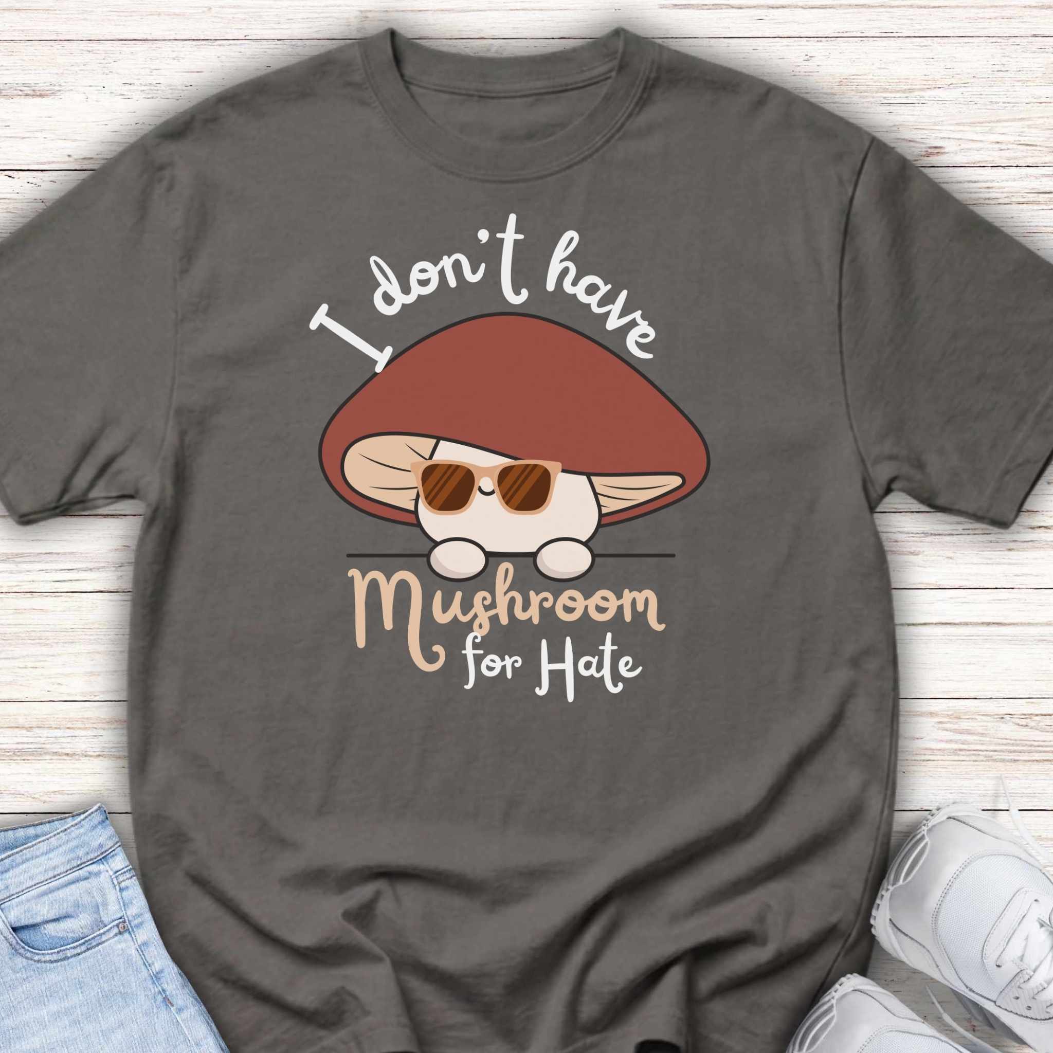 Youth Tee — "I Don't Have Mushroom for Hate" Cute Mushroom Graphic Kids Shirt