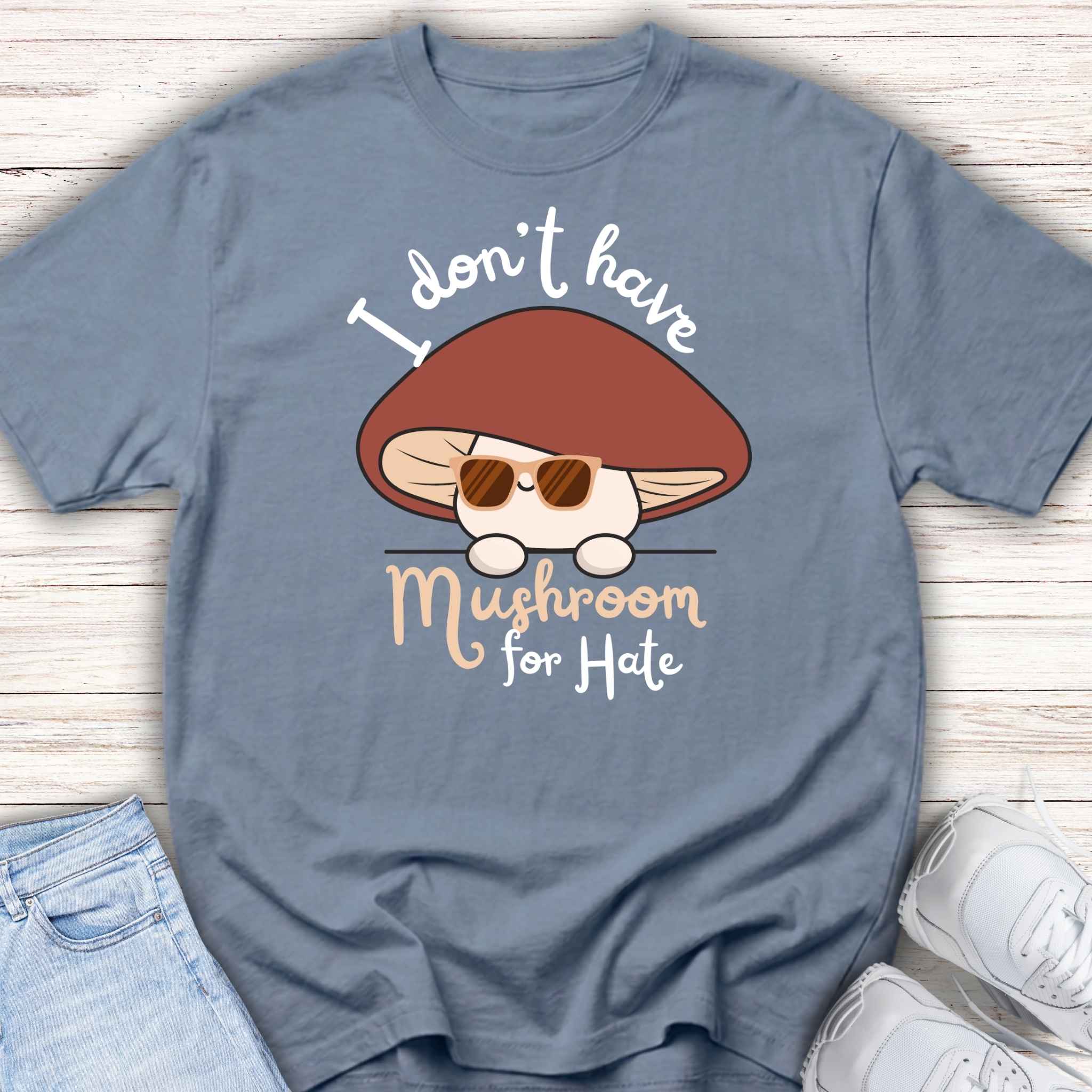 Youth Tee — "I Don't Have Mushroom for Hate" Cute Mushroom Graphic Kids Shirt