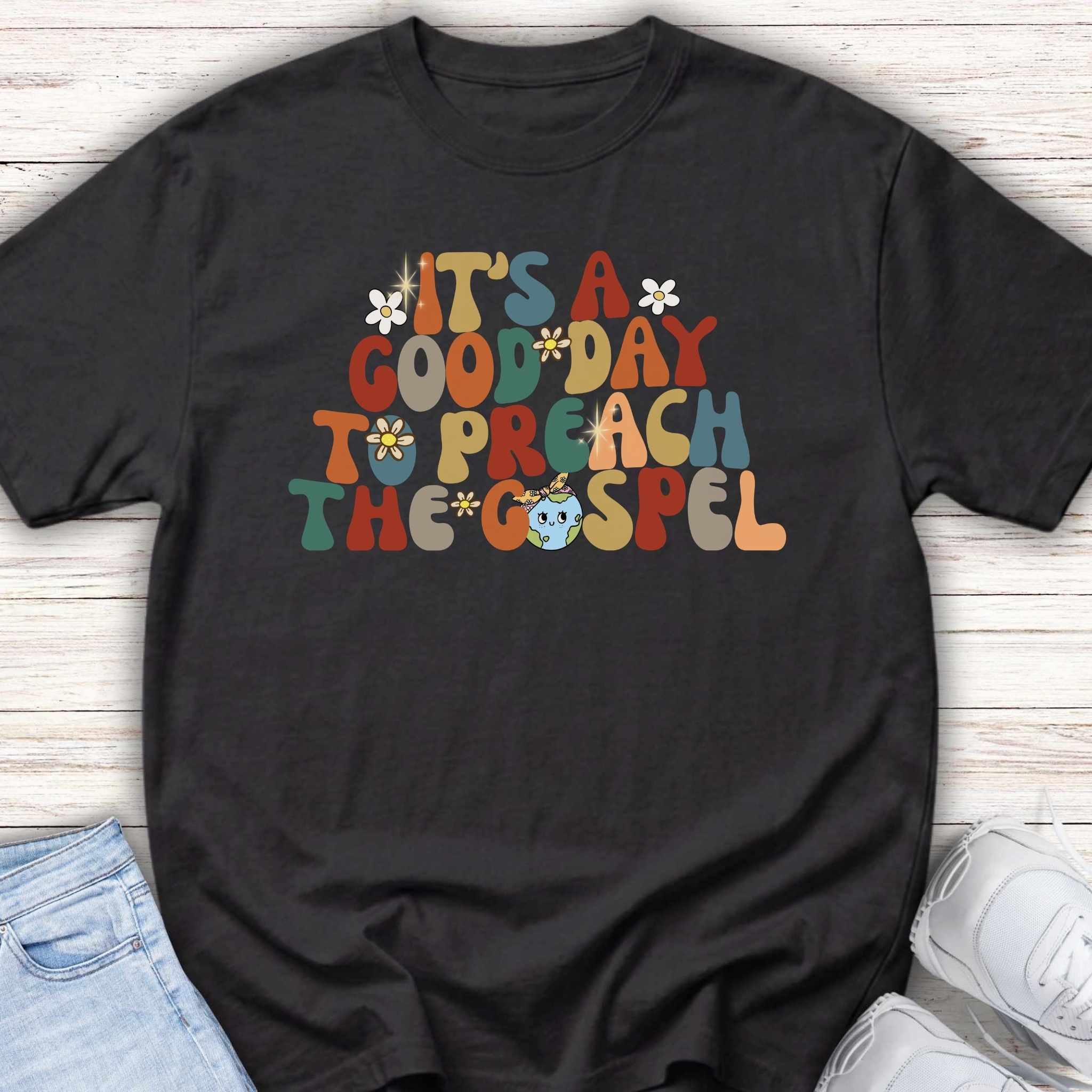 Youth Tee — "It's a Good Day to Preach the Gospel" Retro Faith Shirt