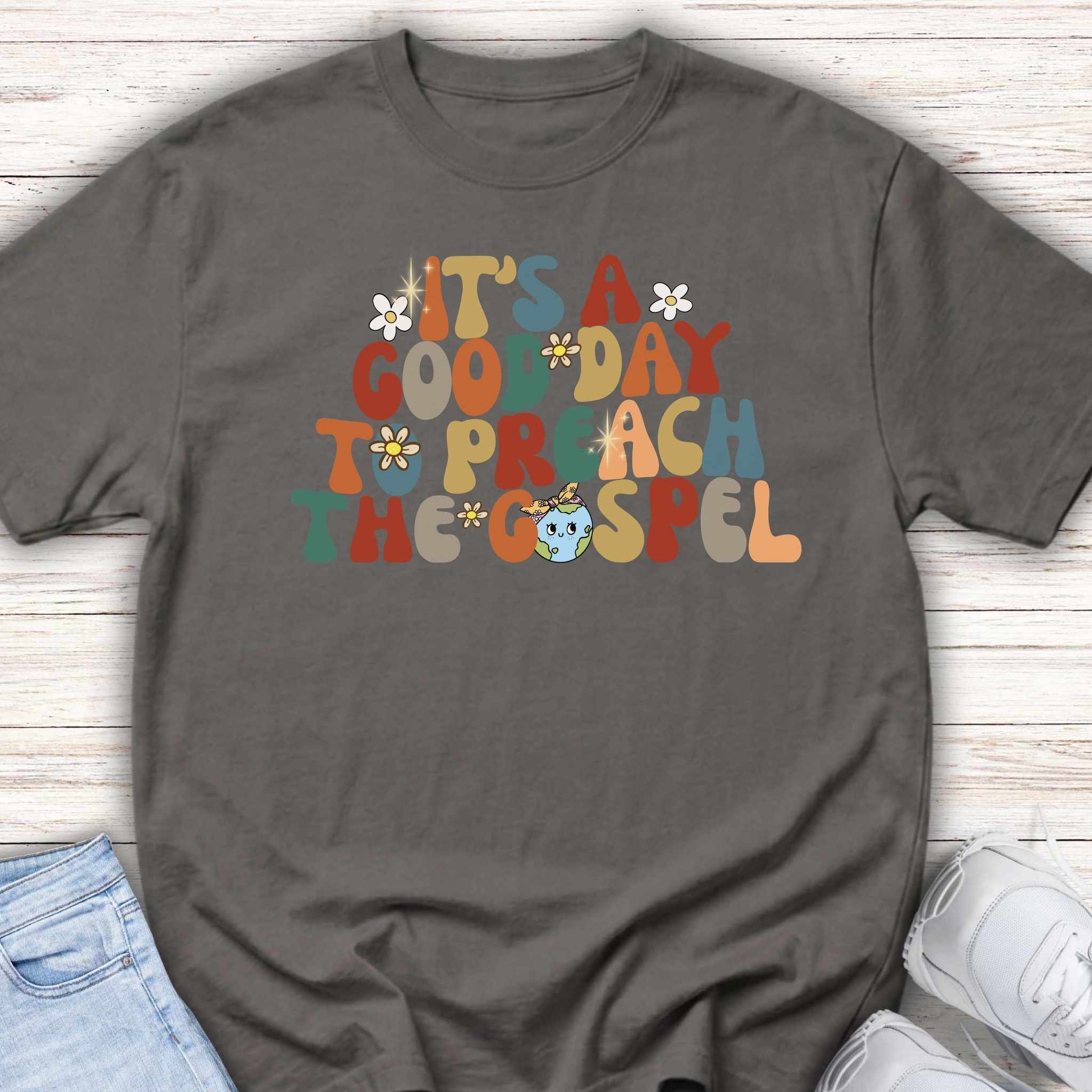 Youth Tee — "It's a Good Day to Preach the Gospel" Retro Faith Shirt