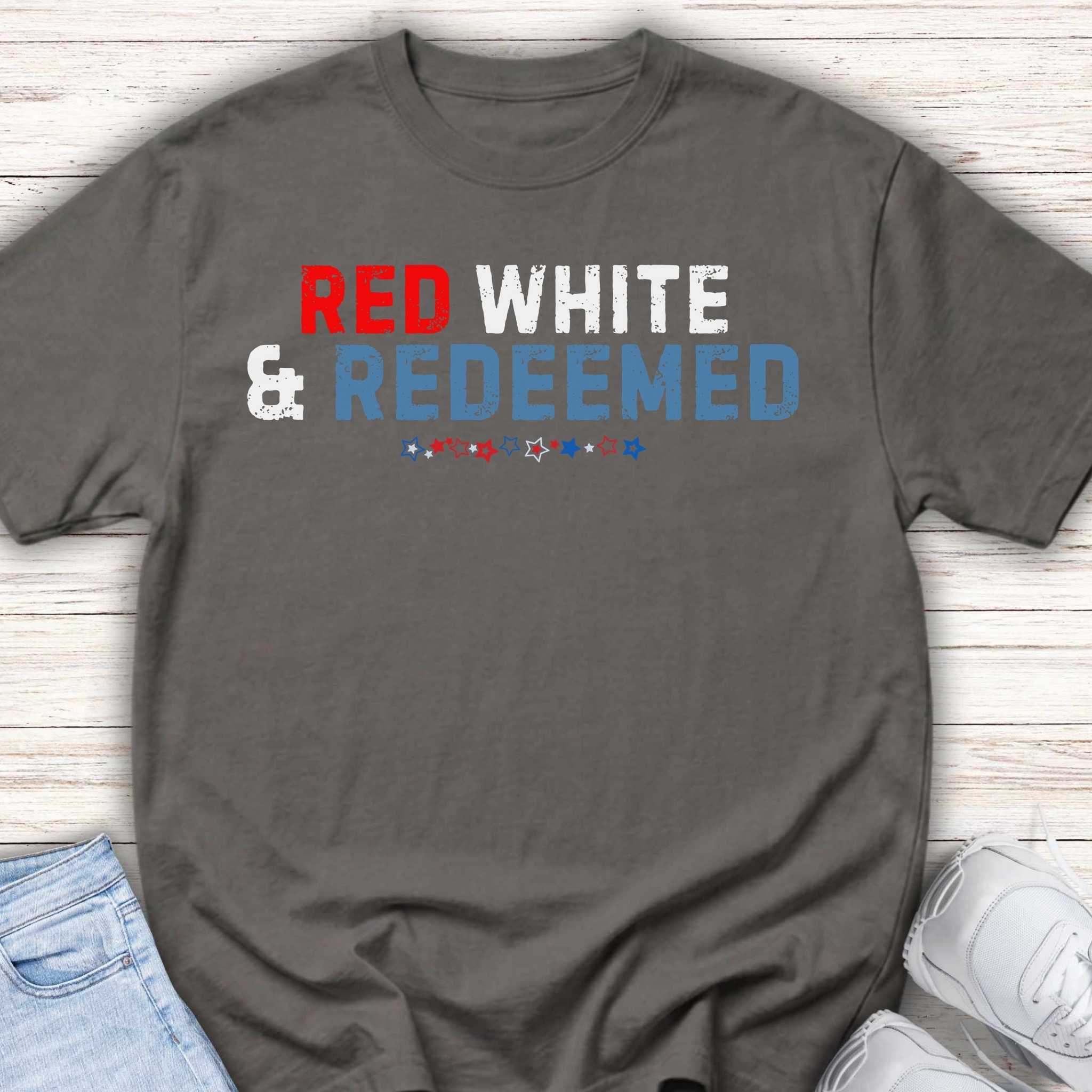 Youth Tee — “Red White & Redeemed” Patriotic Kids Shirt