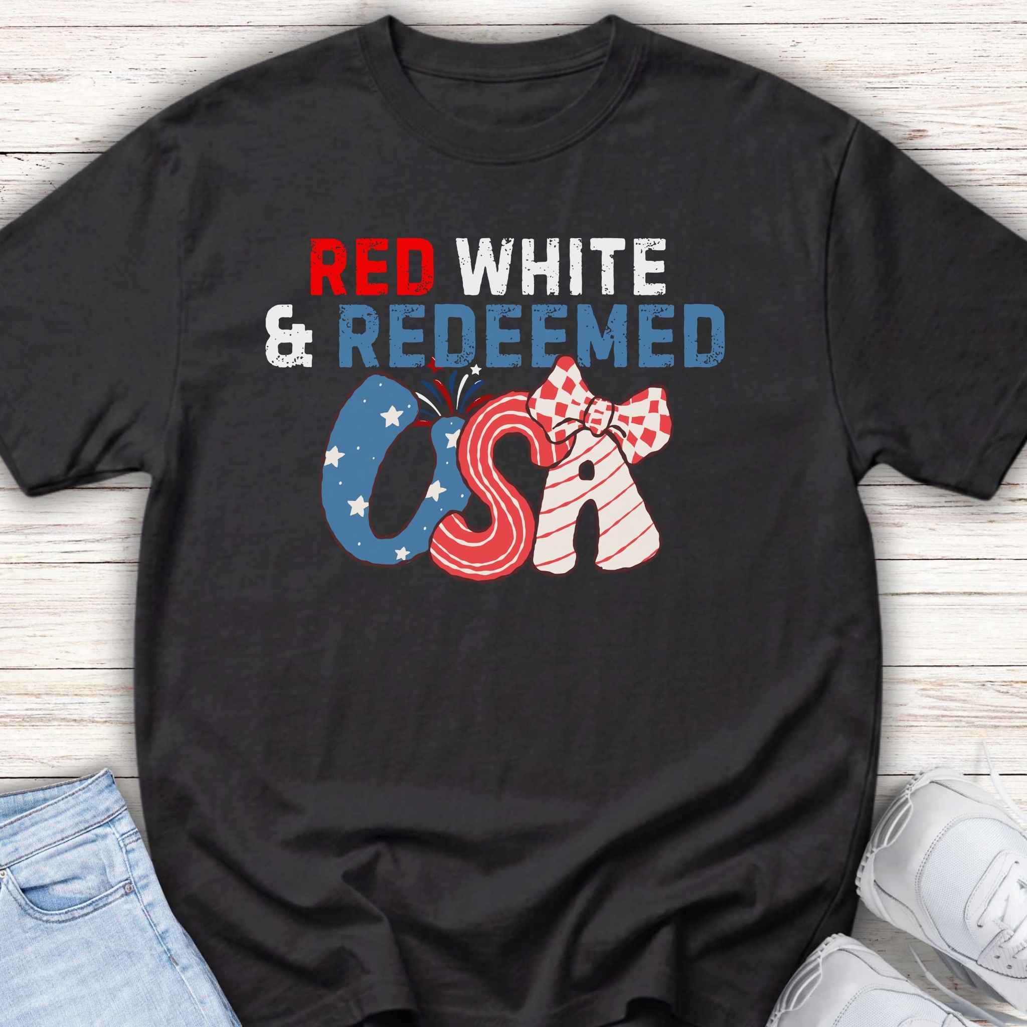 Youth Tee - “Red White & Redeemed” Patriotic Kids T-Shirt