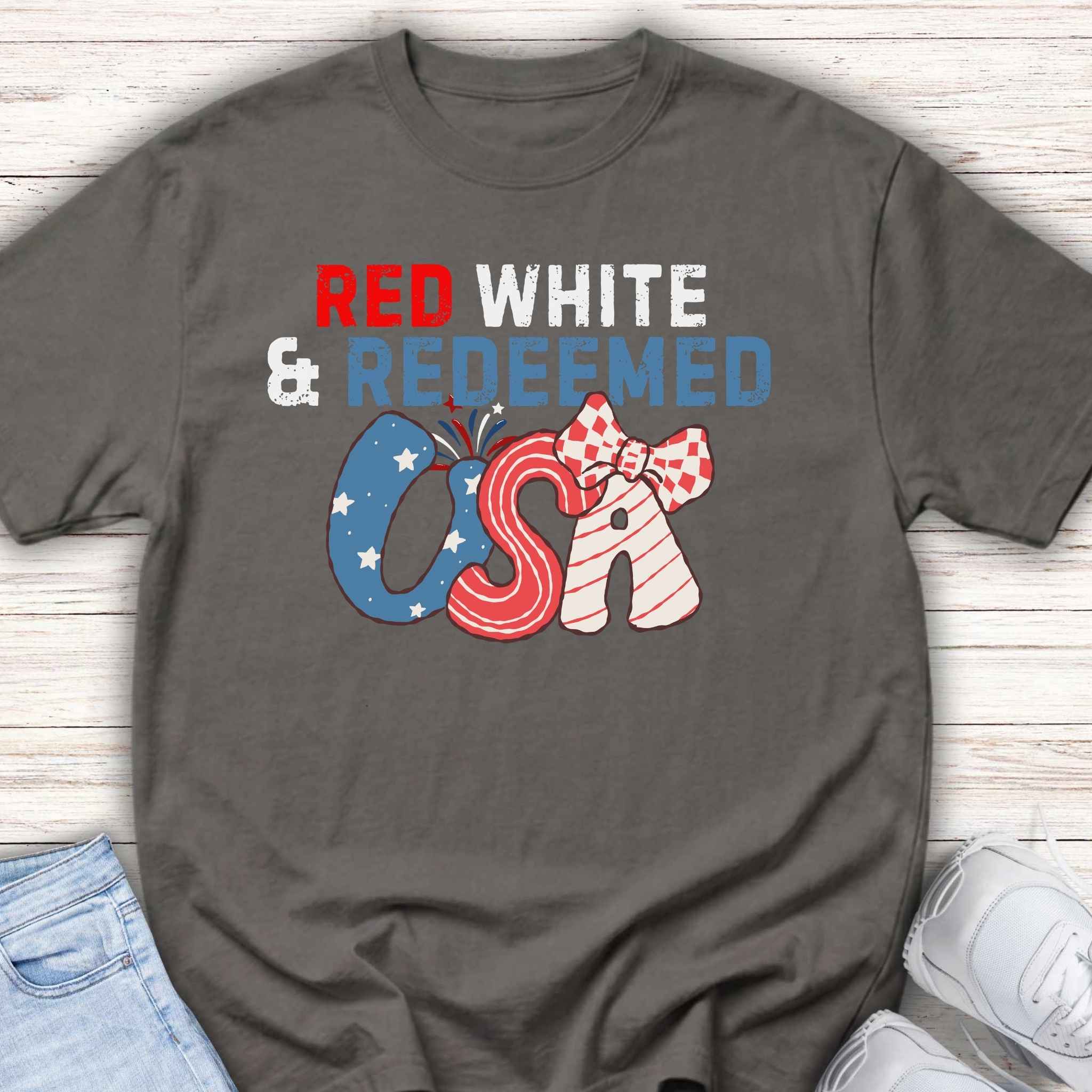Youth Tee - “Red White & Redeemed” Patriotic Kids T-Shirt