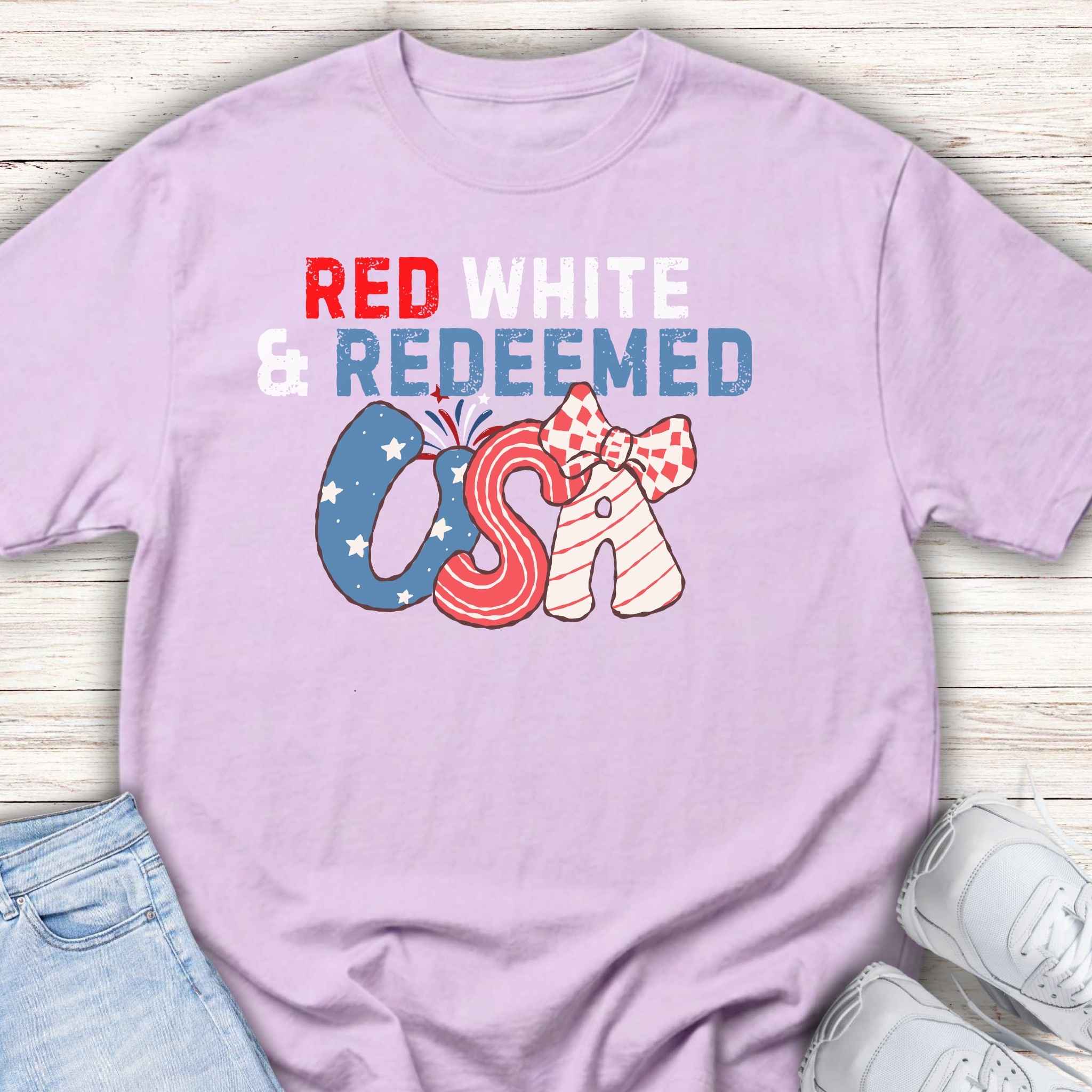 Youth Tee - “Red White & Redeemed” Patriotic Kids T-Shirt