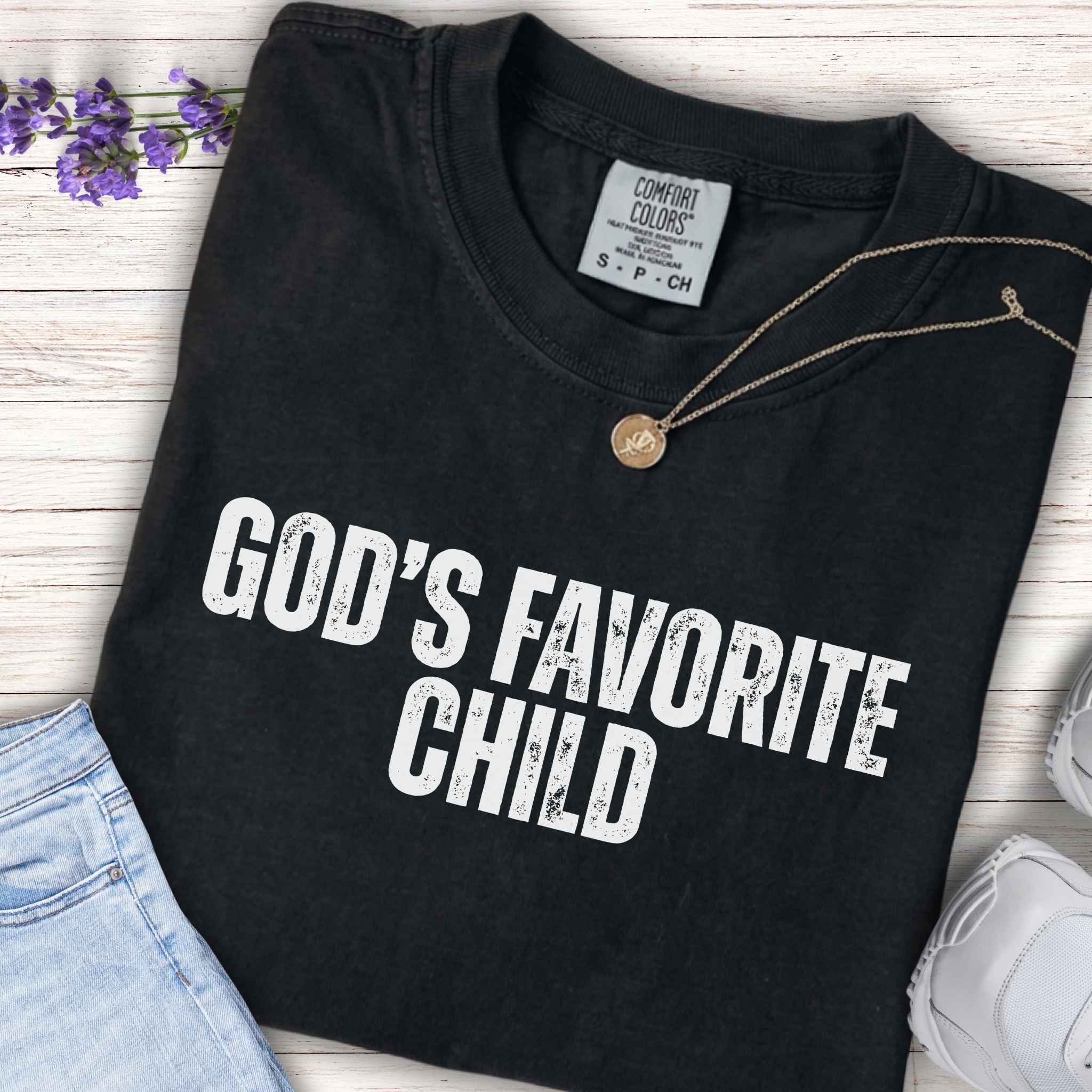 Youth T-Shirt "God's Favorite Child" – Faith-Based Kids Tee, Christian Message Gift