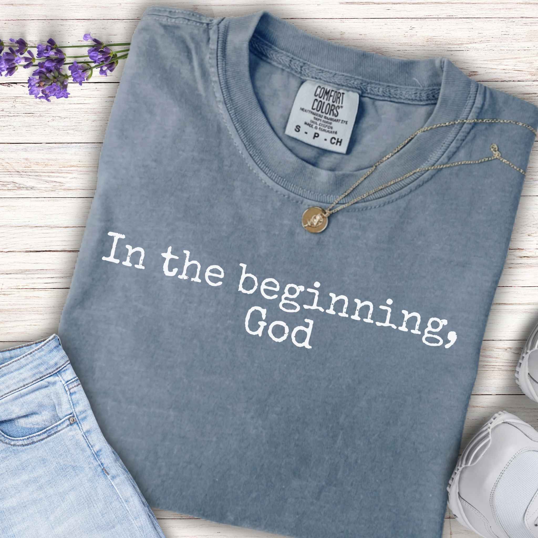 Youth Tee "In the beginning, God" — Christian Kids Scripture Shirt