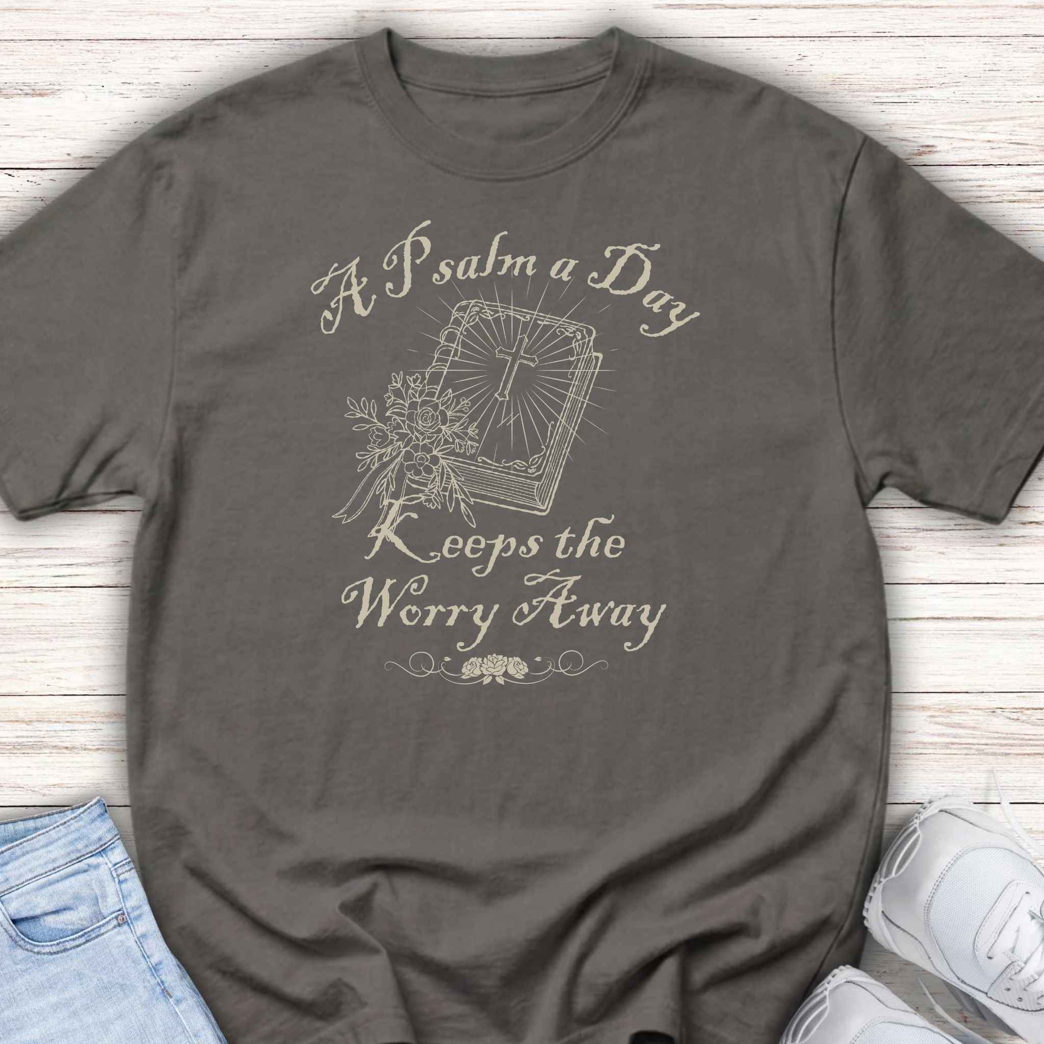 Youth Tee — "A Psalm a Day Keeps the Worry Away" Graphic