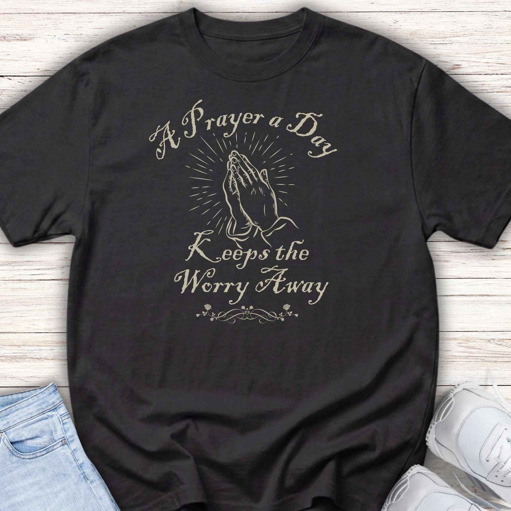 Youth Prayer Tee — “A Prayer a Day Keeps the Worry Away” Inspirational Kids T-Shirt