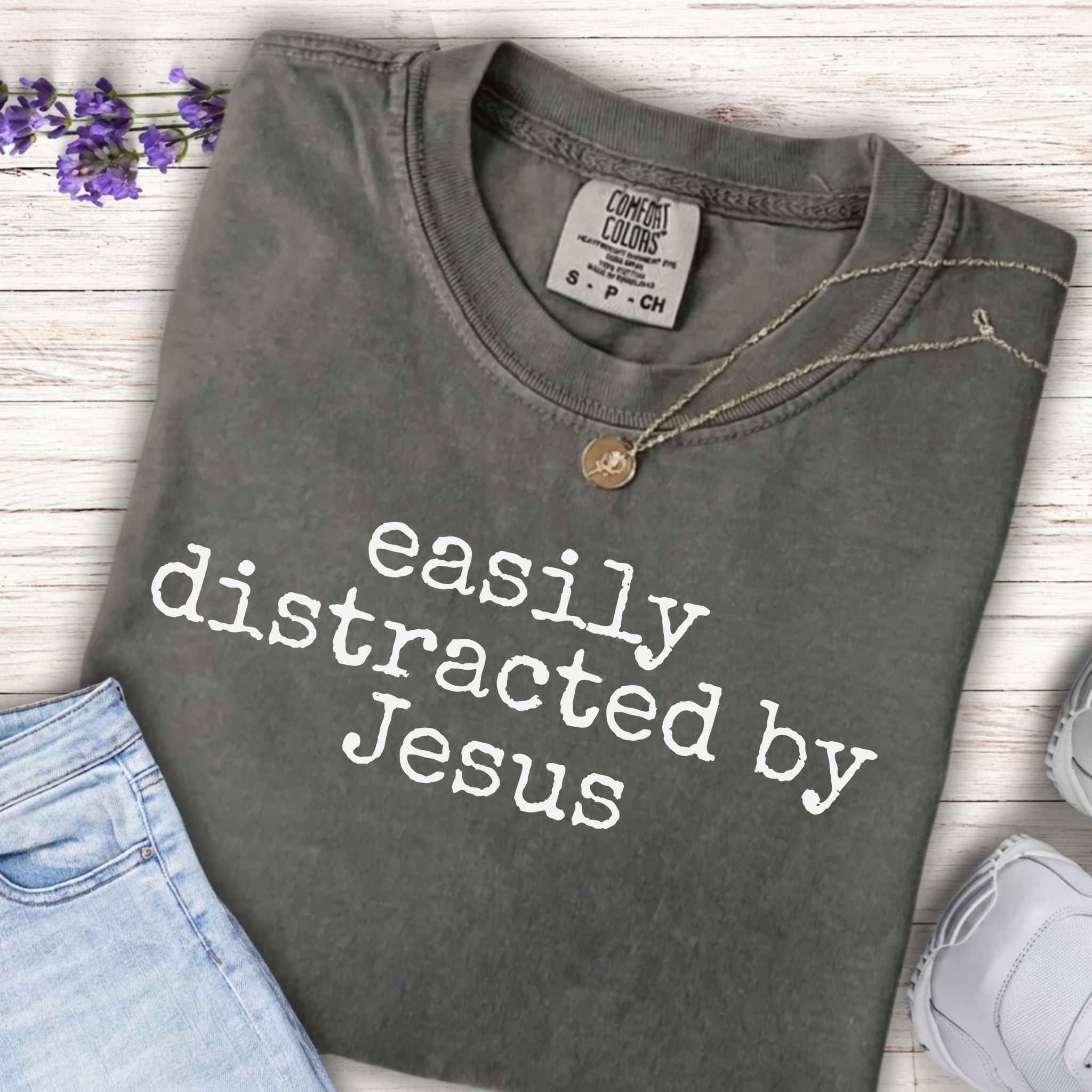 "Easily Distracted by Jesus" Christian Kids Shirt -Youth Tee -