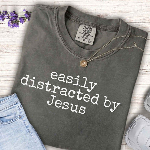 "Easily Distracted by Jesus" Christian Kids Shirt -Youth Tee -