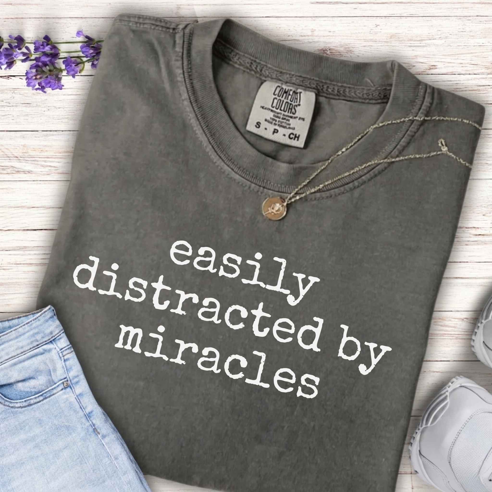 Youth Tee - "easily distracted by miracles" Inspirational Kids T-Shirt