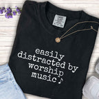 Youth Tee - "easily distracted by worship music" Christian Kids Shirt
