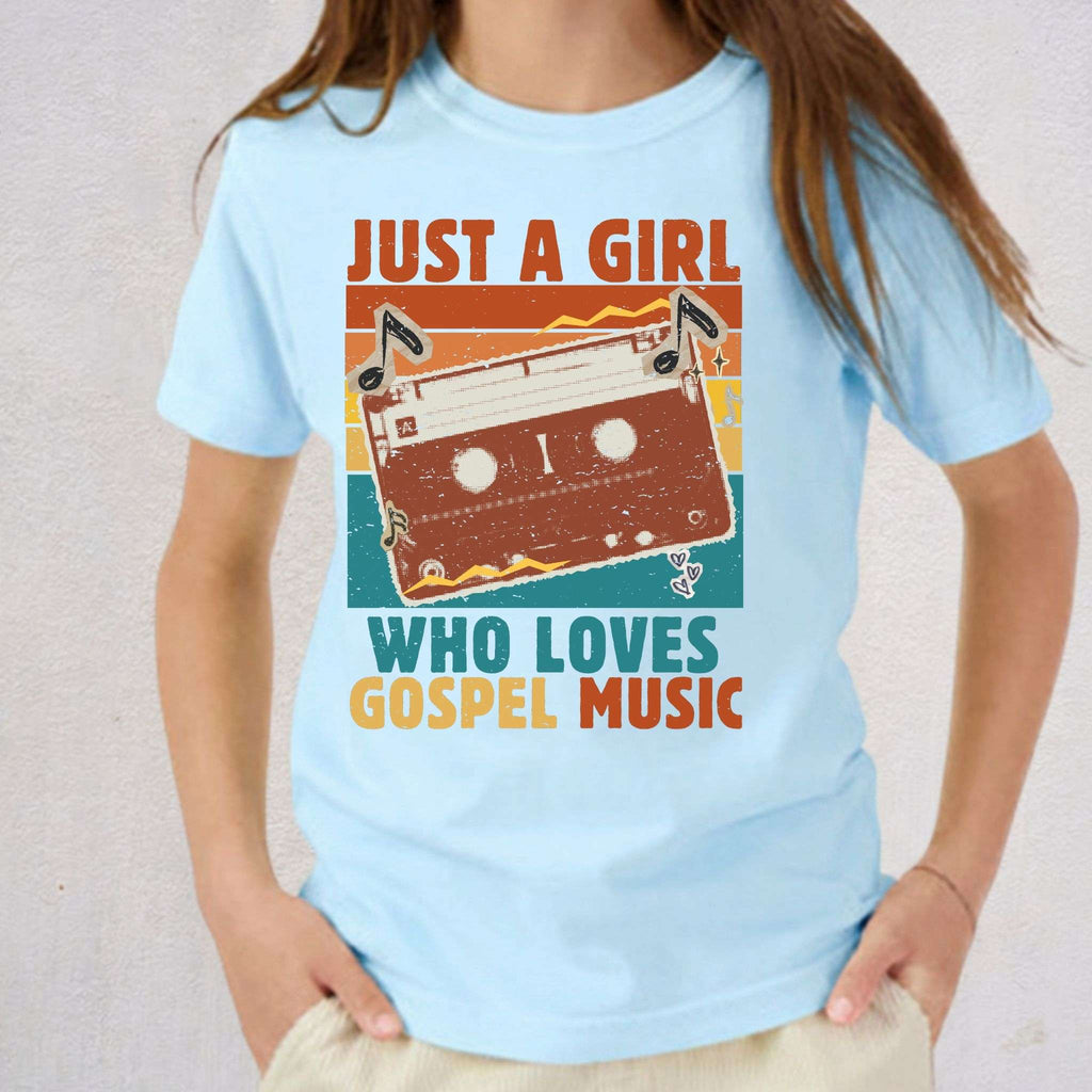 Youth Tee — "Just a Girl Who Loves Gospel Music" Retro Cassette Shirt
