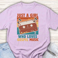 Youth Tee — "Just a Girl Who Loves Gospel Music" Retro Cassette Shirt