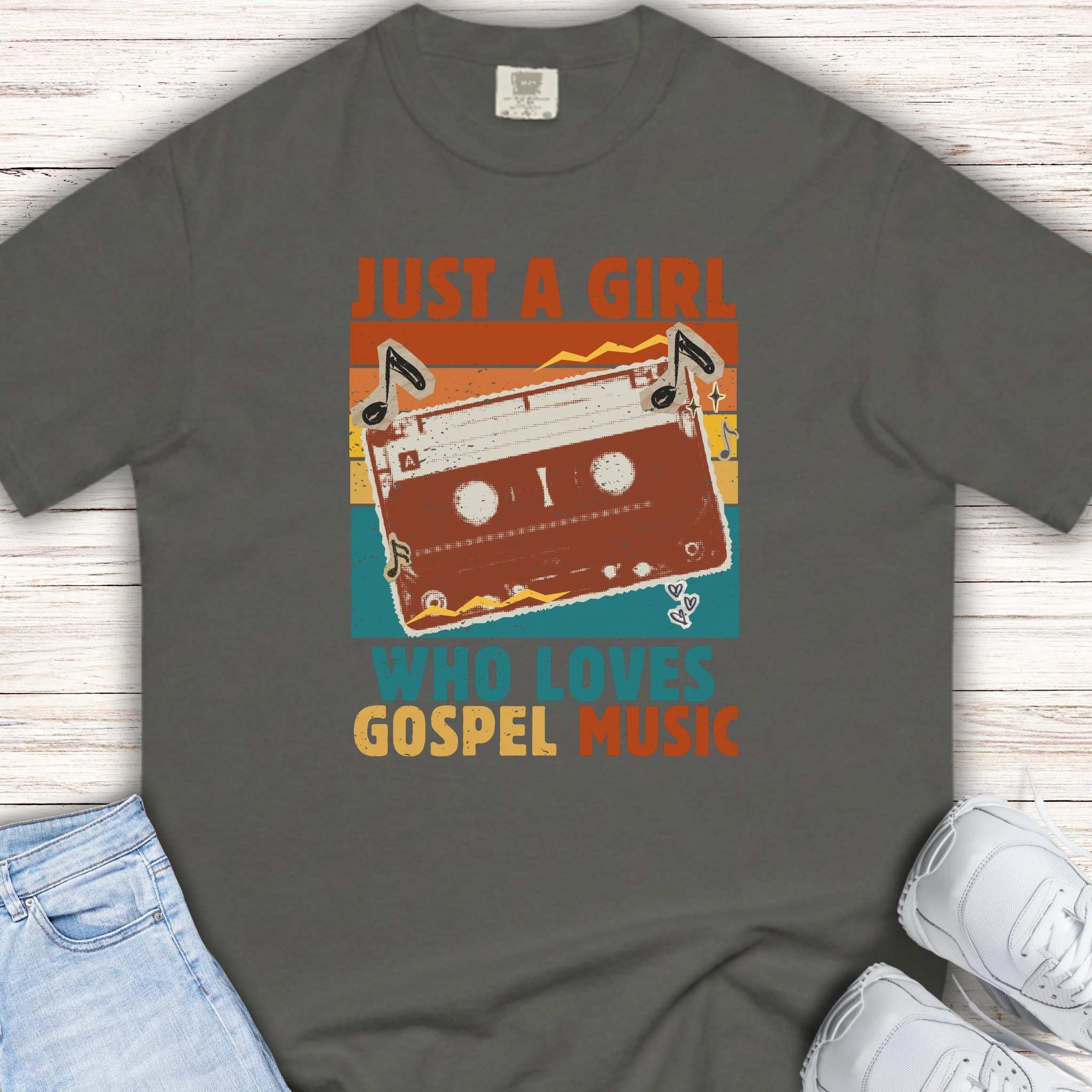 Youth Tee — "Just a Girl Who Loves Gospel Music" Retro Cassette Shirt