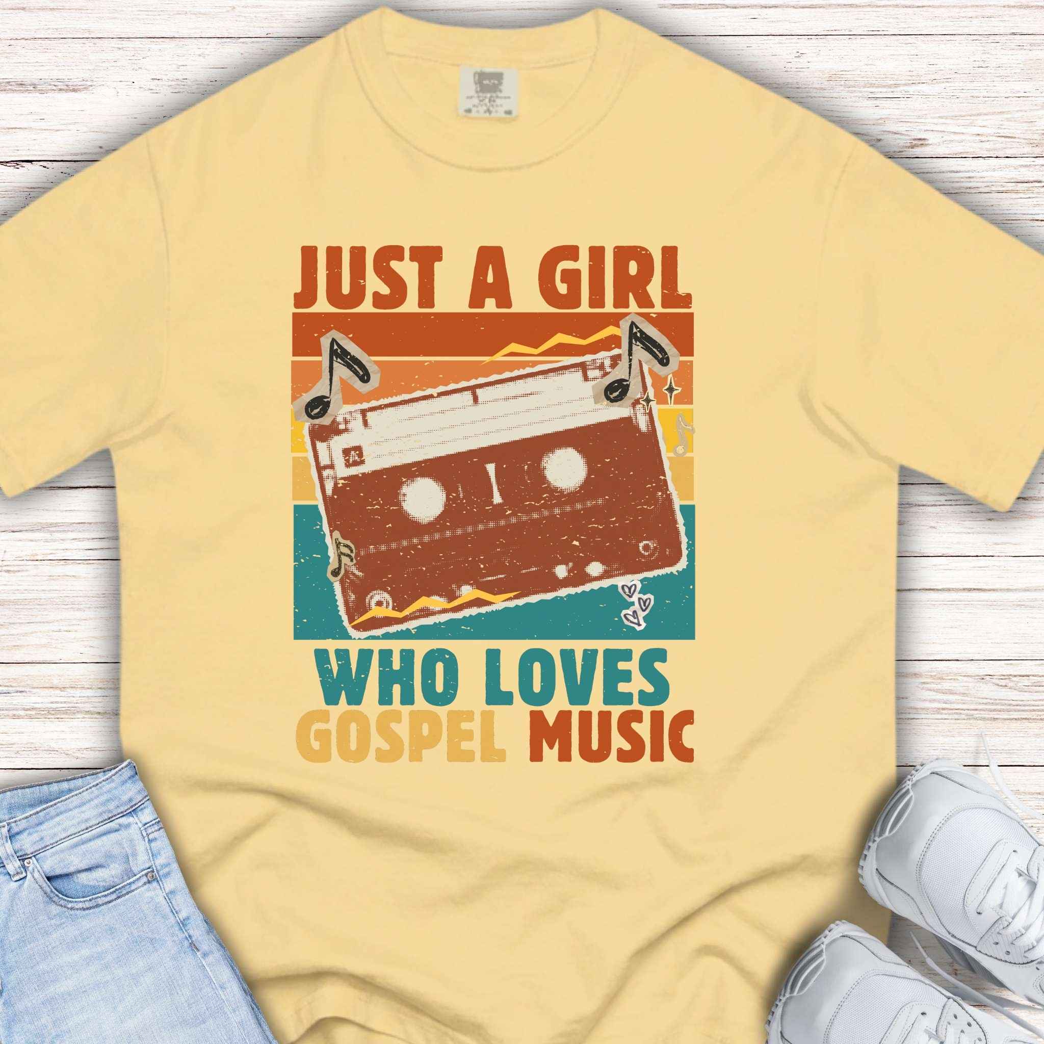Youth Tee — "Just a Girl Who Loves Gospel Music" Retro Cassette Shirt