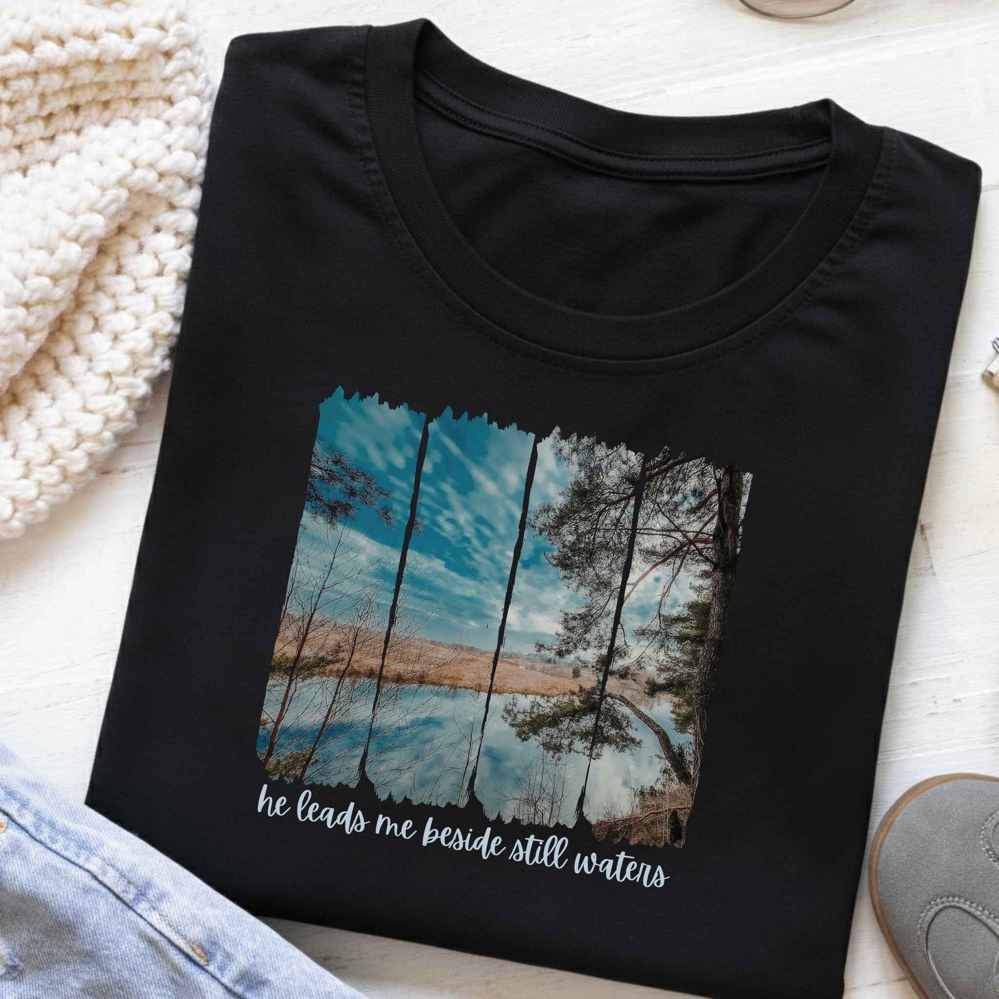 Kids Tee —"He leads me beside the still waters' Quote