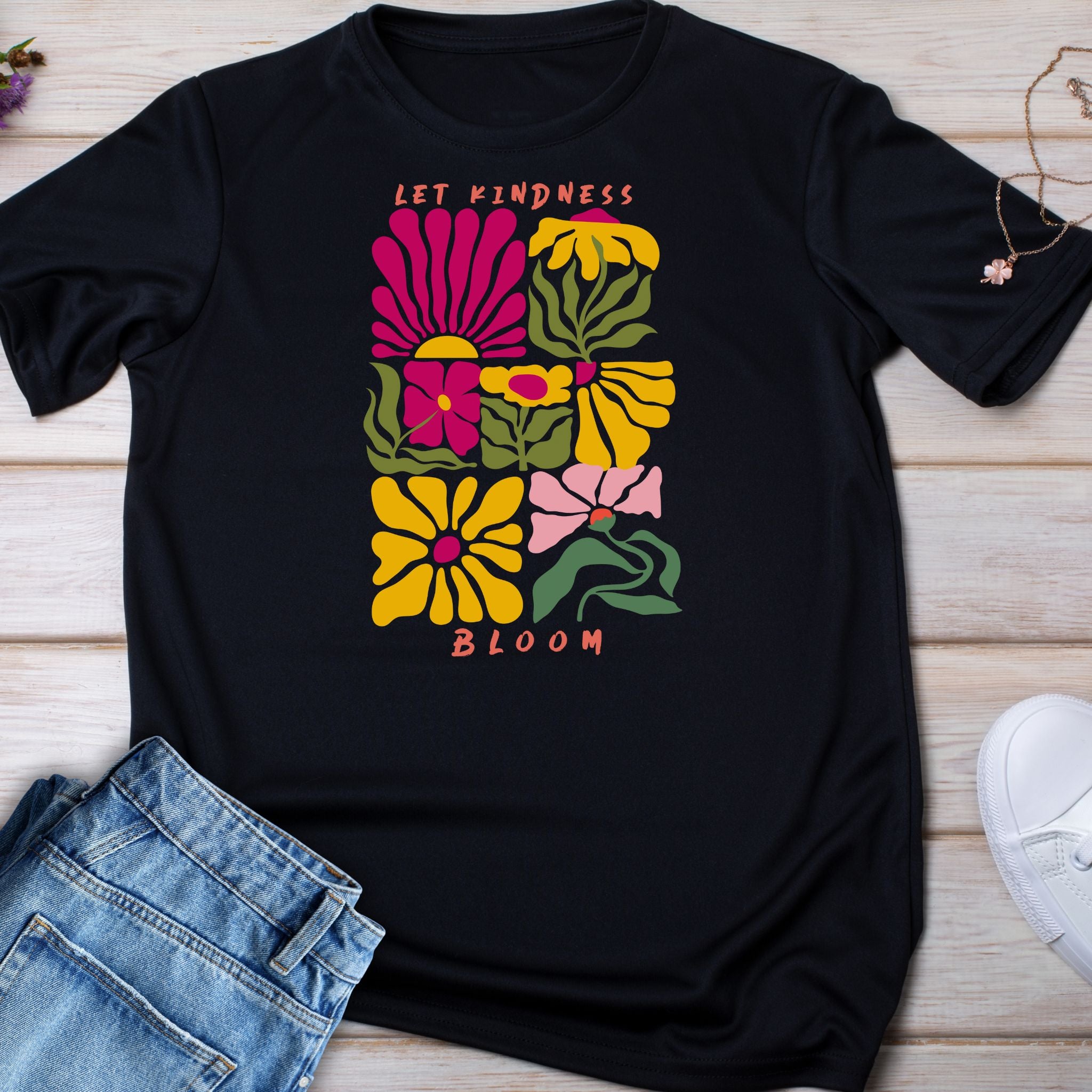 Kids T-Shirt — Let Kindness Bloom Floral Graphic Tee