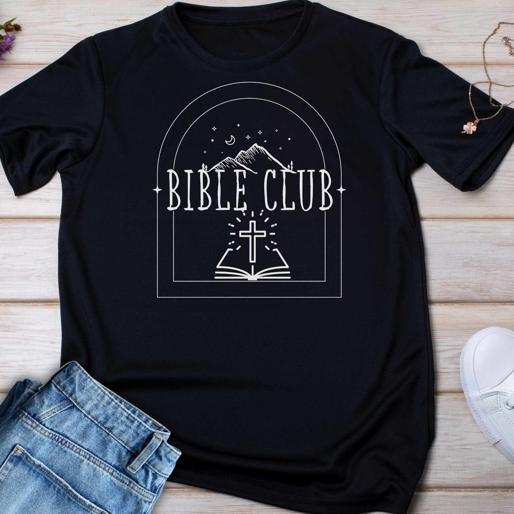 Kids Bible Club T‑Shirt — Youth Christian Church Tee with Cross & Open Bible Design