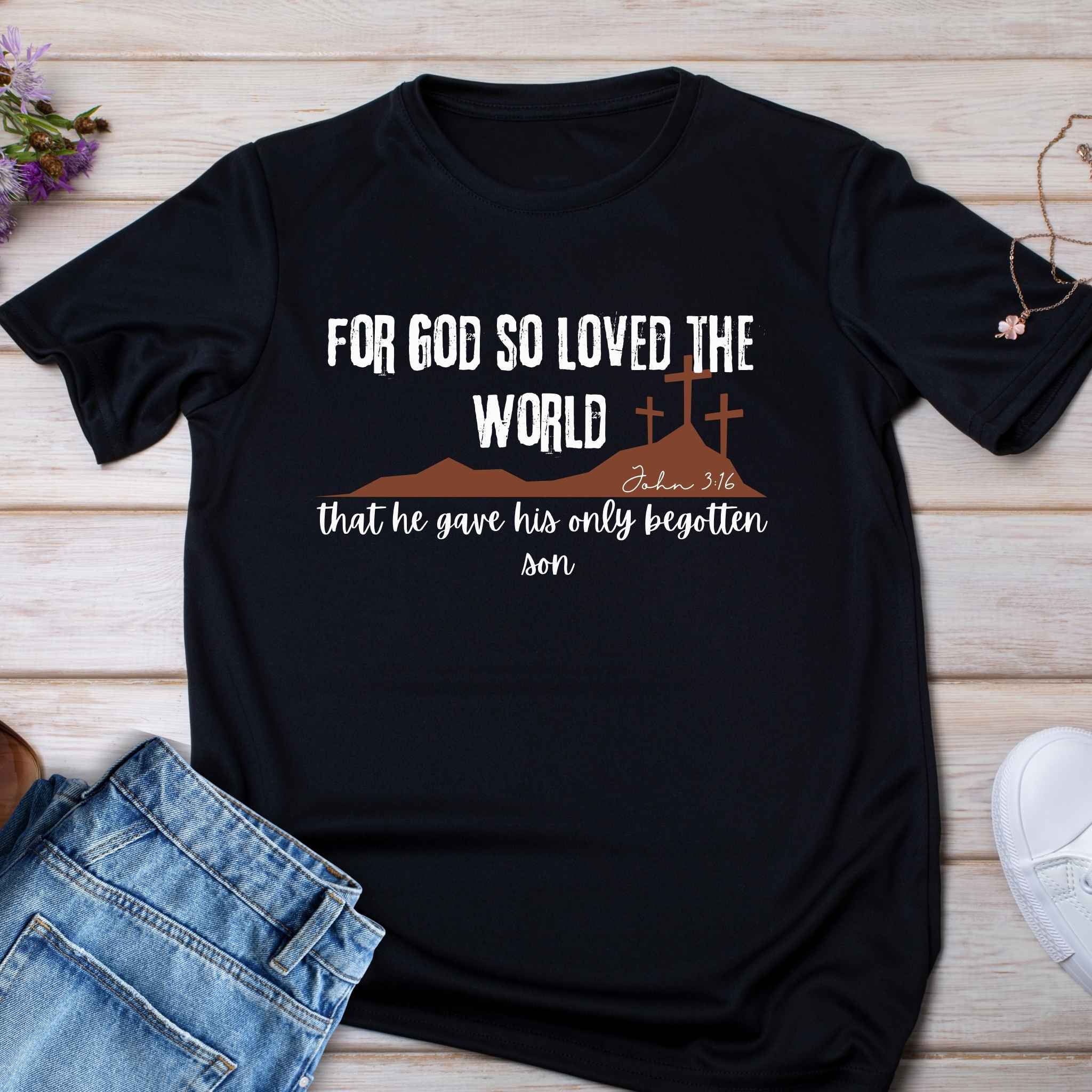 Kids T-Shirt — "For God So Loved the World" Christian Faith Tee