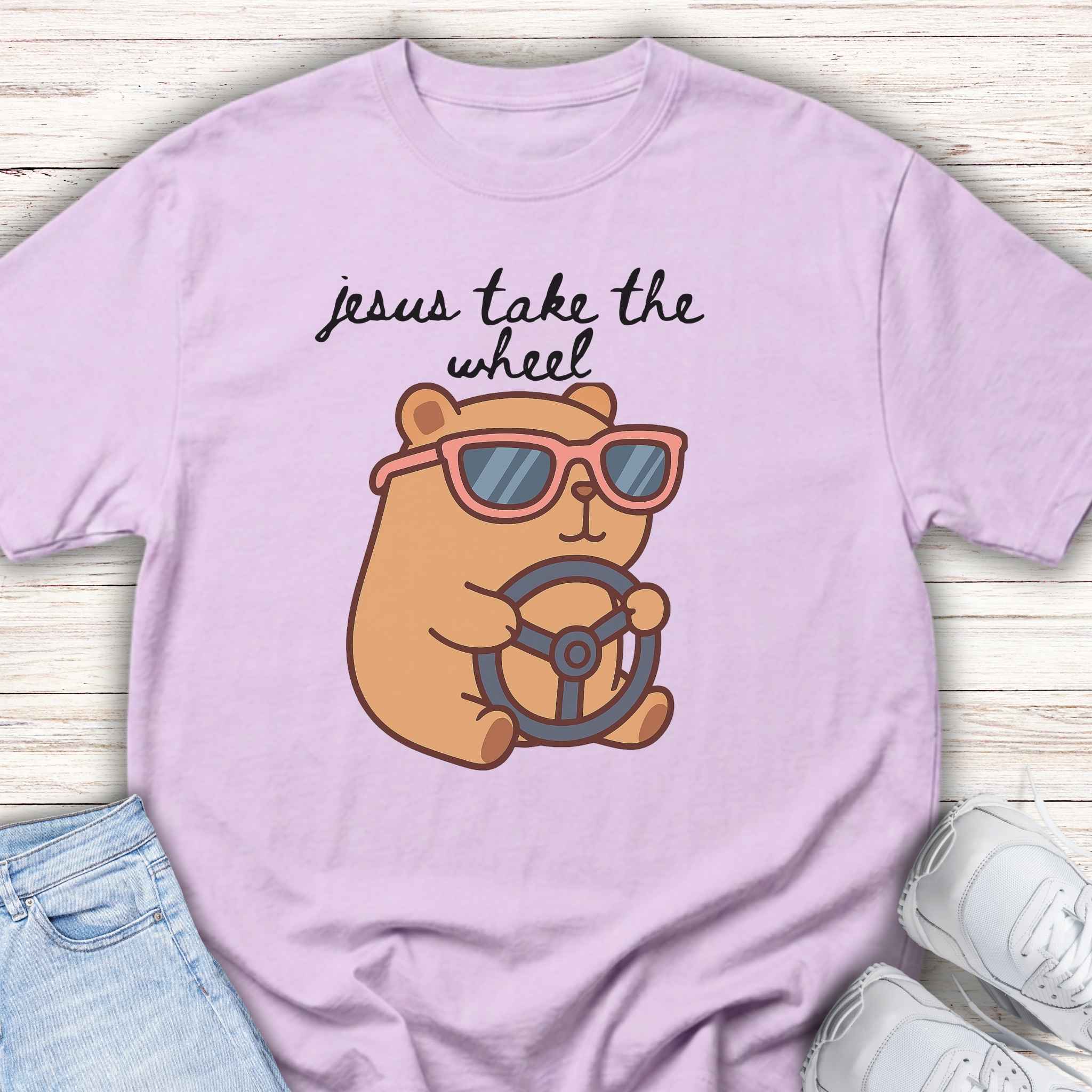 Youth Tee — 'Jesus Take the Wheel' Capybara