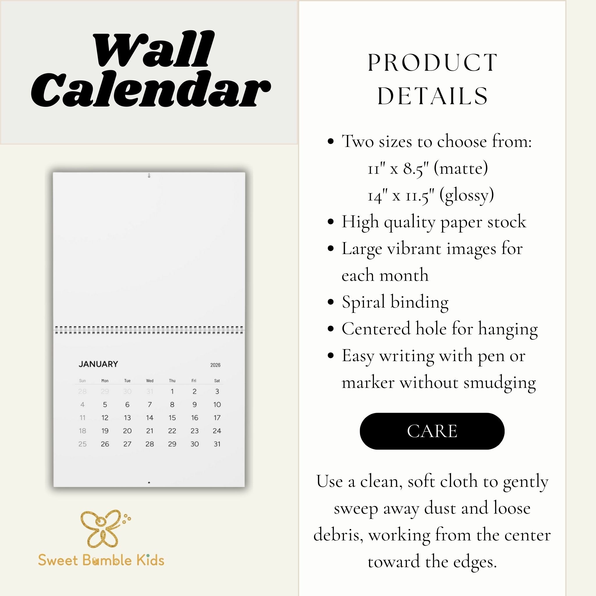 Watercolor Dogs Kids Calendar 2026 Wall Calendar | Cute Puppy Illustrations